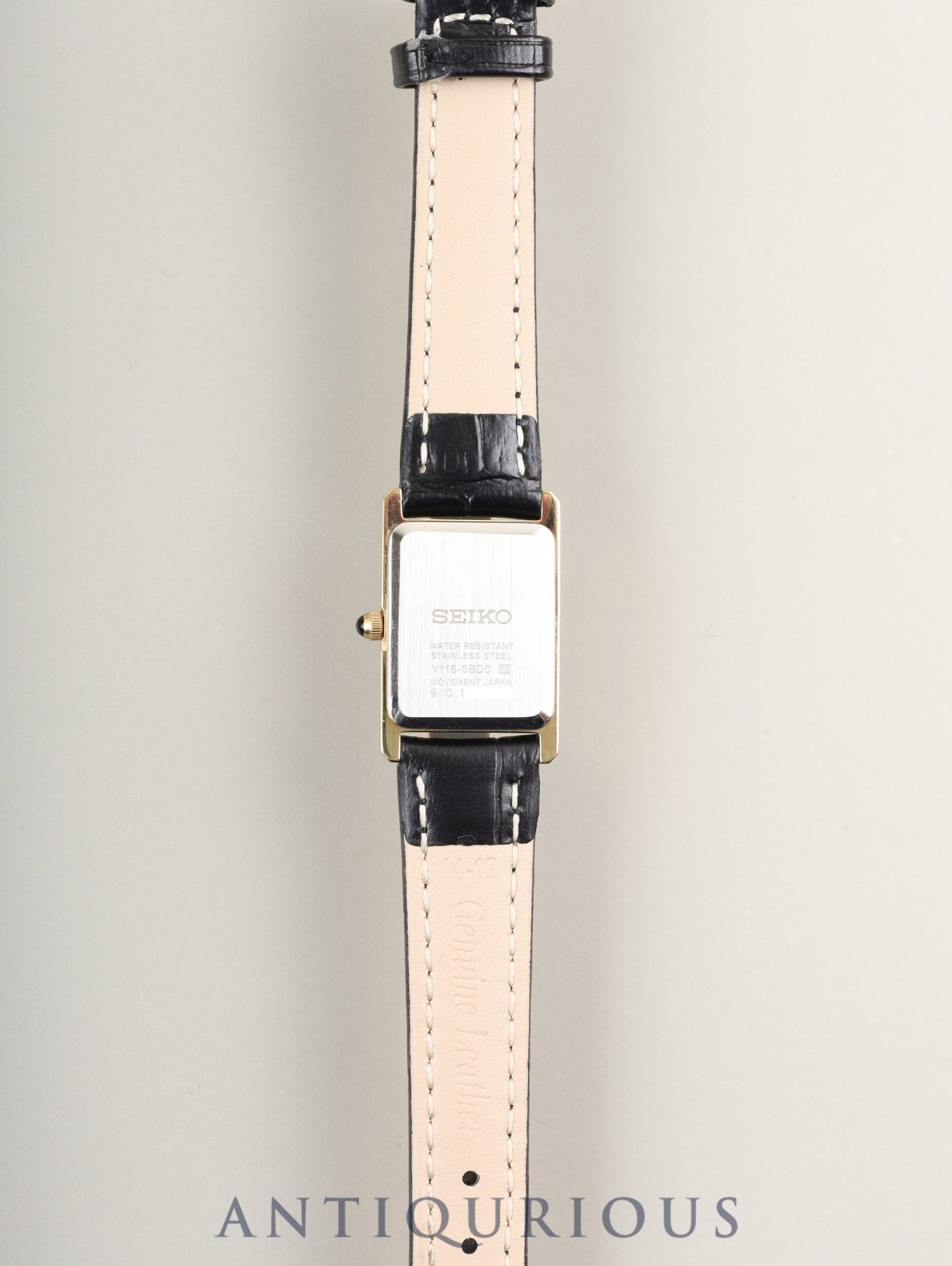 Seiko SUP250P/V115-0BD0 North American Exclusive Import Model, Solar, GP/SS Leather, Genuine GP Buckle, White Roman Dial, Overhauled