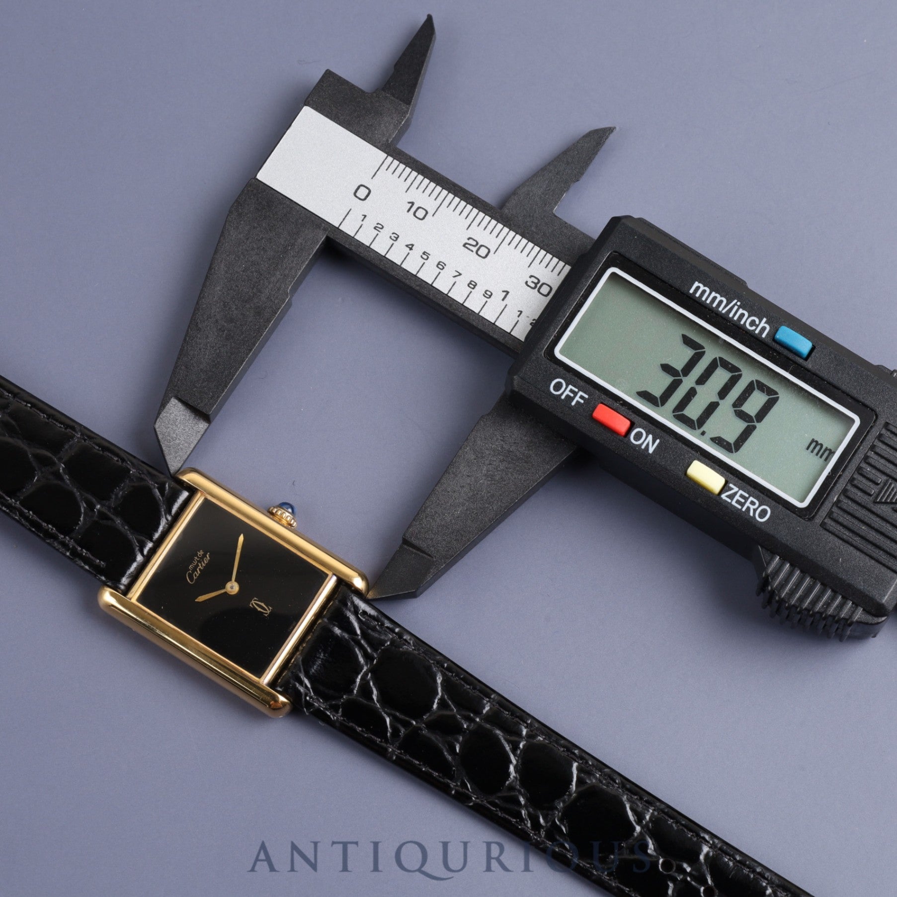 Cartier Must Tank LM Manual winding Cal.78-1 SV925 Leather Genuine buckle (GP) Onyx dial Overhauled