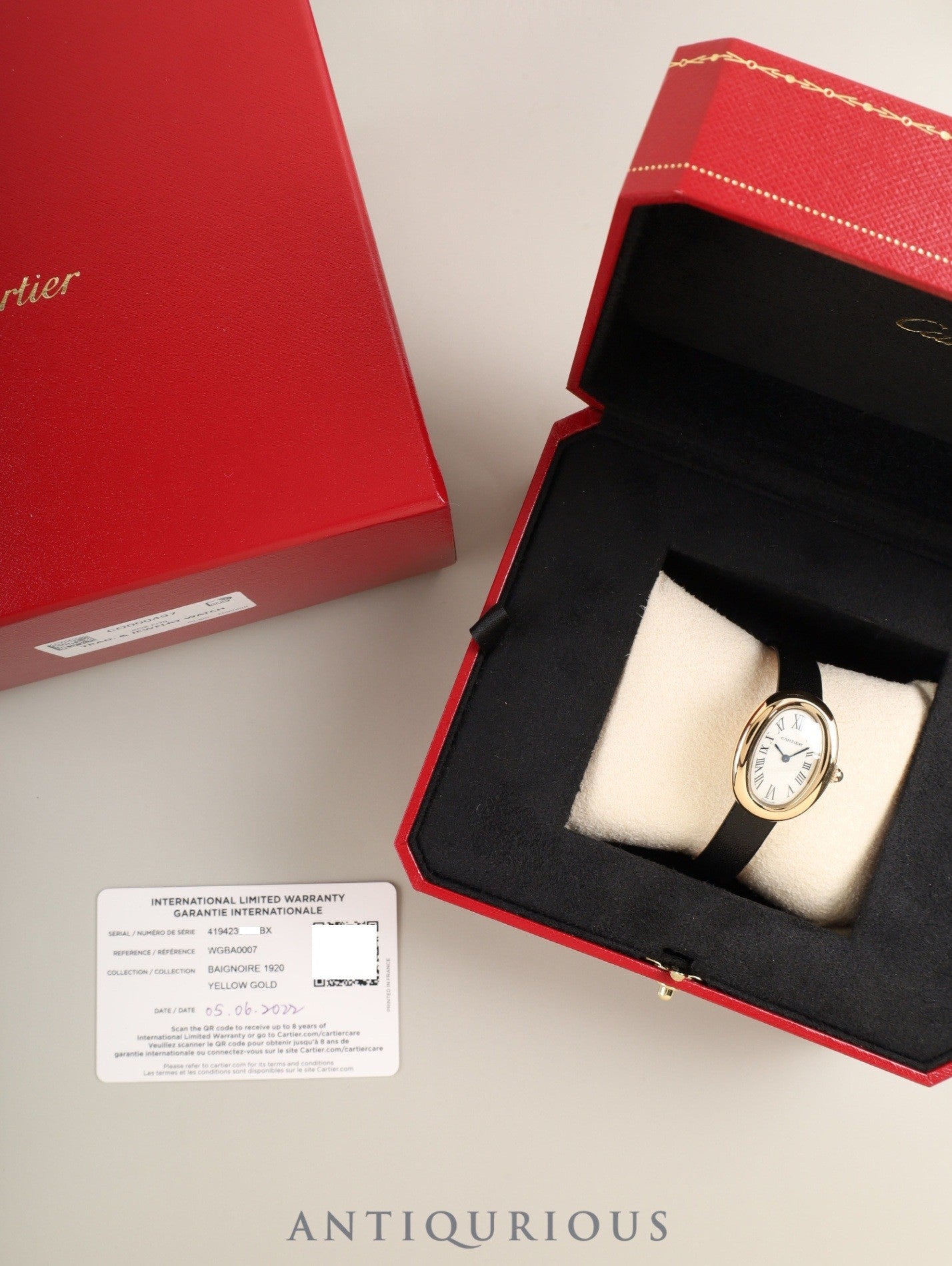Cartier Baignoire SM WGBA0007 / 4194 Quartz Cal.159 750YG Leather Original Pin Buckle (750YG) Ivory Roman Dial (SWISS MADE marking) Box (Cushion: old model) Booklet Warranty (2022) Overhauled
