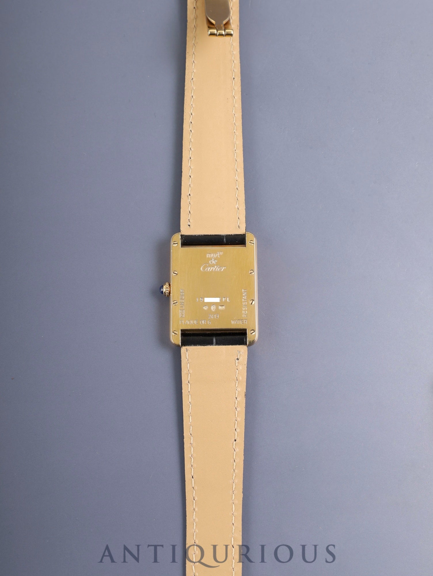 カルティエ マストタンク GM（XL）2413 クォーツ Cal.687 SV925 革 純正Dバックル（GP）アイボリーローマン文字盤（SWISS MADE表記）箱 冊子 保証書（無記載）純正革ベルト オーバーホール済み