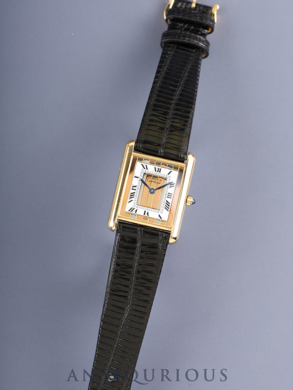 カルティエ マストタンク LM 6 81006 クォーツ SV925 革 純正ピンバックル（GP）フロントトリニティ文字盤（SWISS表記）箱 冊子 保証書（1995年）カルティエブティックにてコンプリートサービス済み