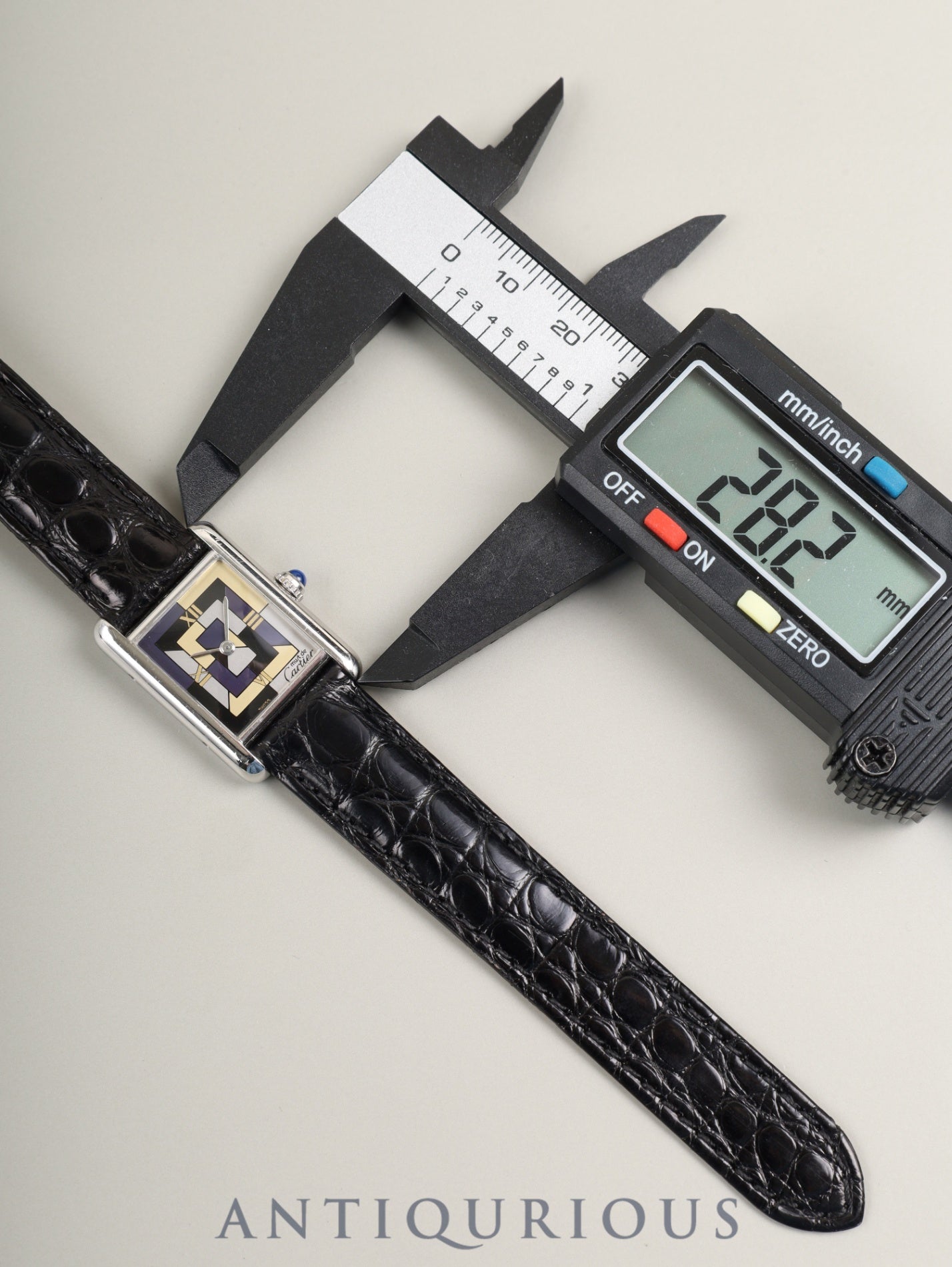 Cartier Must Tank SM 1614 Quartz Cal.057 SV925 Leather Genuine Deployant Buckle (SS) Art Deco Dial (SWISS marking / Limited 1000 pieces worldwide) Box, Manual, Warranty Card (1995), Genuine Leather Strap, Overhauled