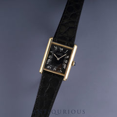 Cartier Must Tank LM Manual winding Cal.78-1 SV925 Leather Genuine buckle (GP) Black Roman dial Overhauled