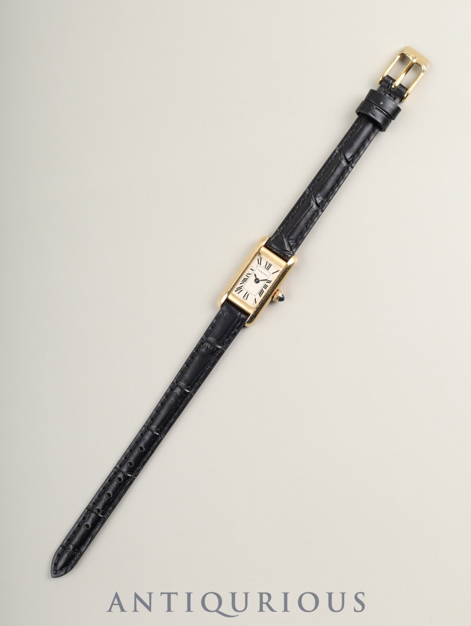 カルティエ タンク アロンジェ SM W1501753 / 828004 クォーツ Cal.028（ETA280.002） 750YG 革 社外ピンバックル（GP） アイボリーローマン文字盤 オーバーホール済み