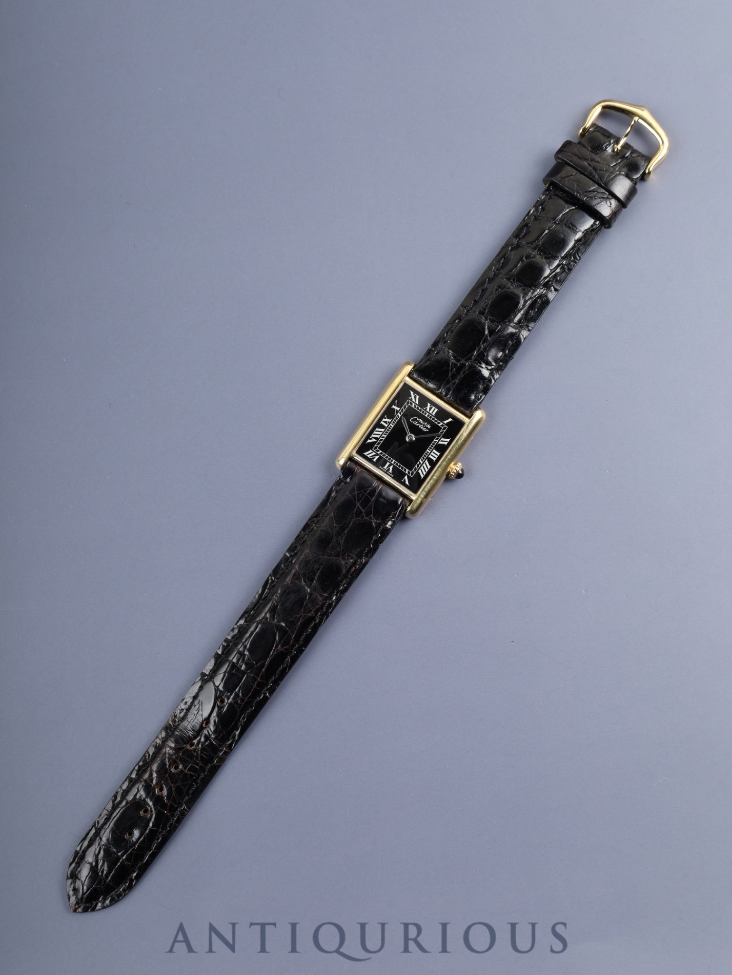 カルティエ マストタンク LM 手巻きSV925 革 純正ピンバックル（GP）ブラックローマン文字盤（SWISS MADE表記）カルティエブティックにてコンプリートサービス（フルメンテナンス）済み 新品仕上げ済み