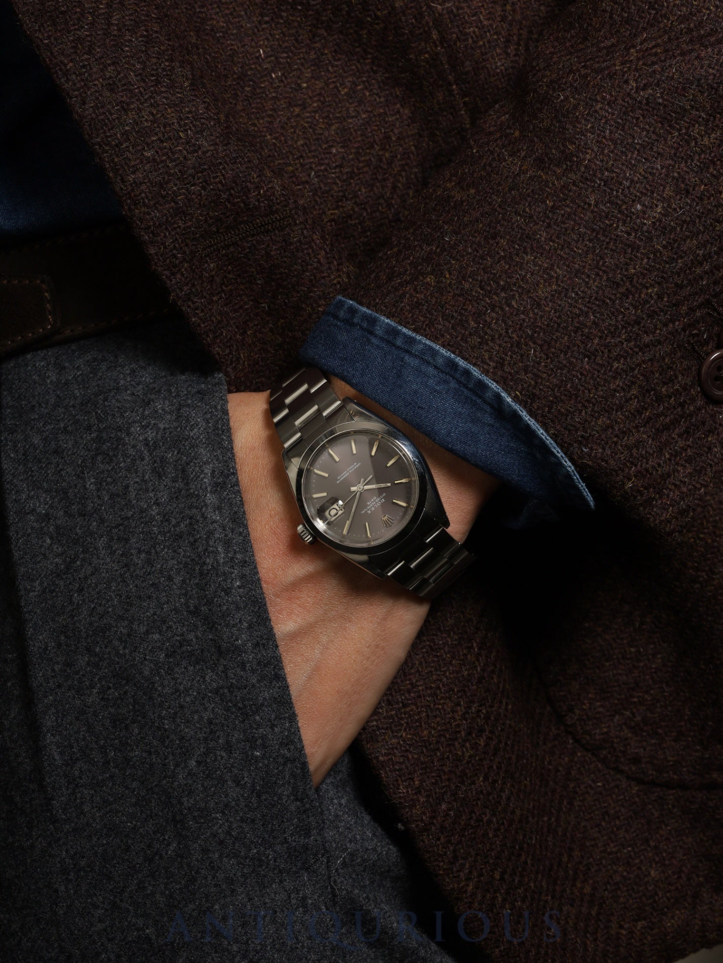 Rolex Oyster Perpetual Date 1500 Automatic Caliber 1570 Stainless Steel Gray Dial 36mm No. 19 (1966) Overhauled