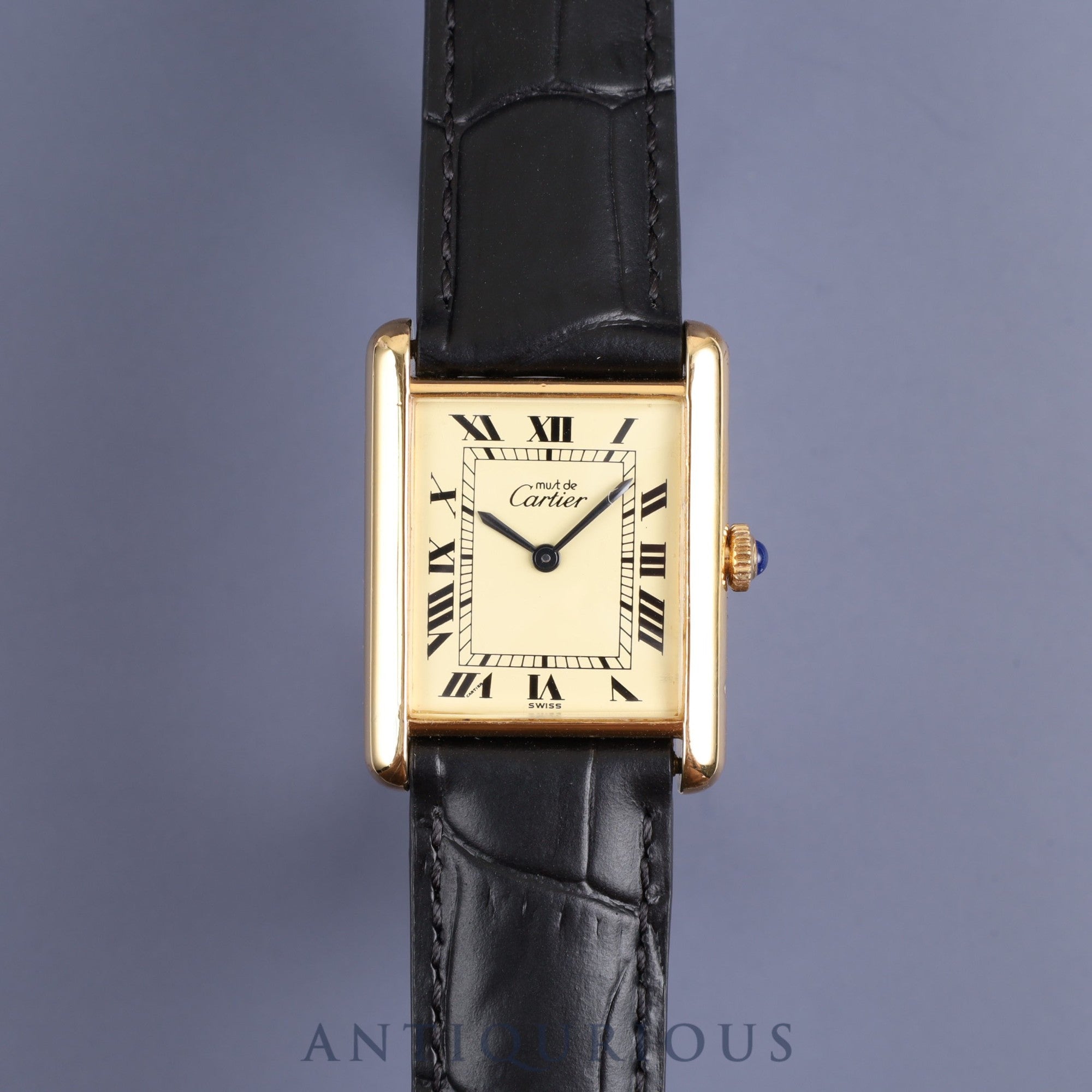 Cartier Must Tank LM Manual winding Cal.78-1 SV925 Genuine leather strap Genuine D buckle (GP) Ivory Roman dial Circa 1976-Early 1980s Overhauled