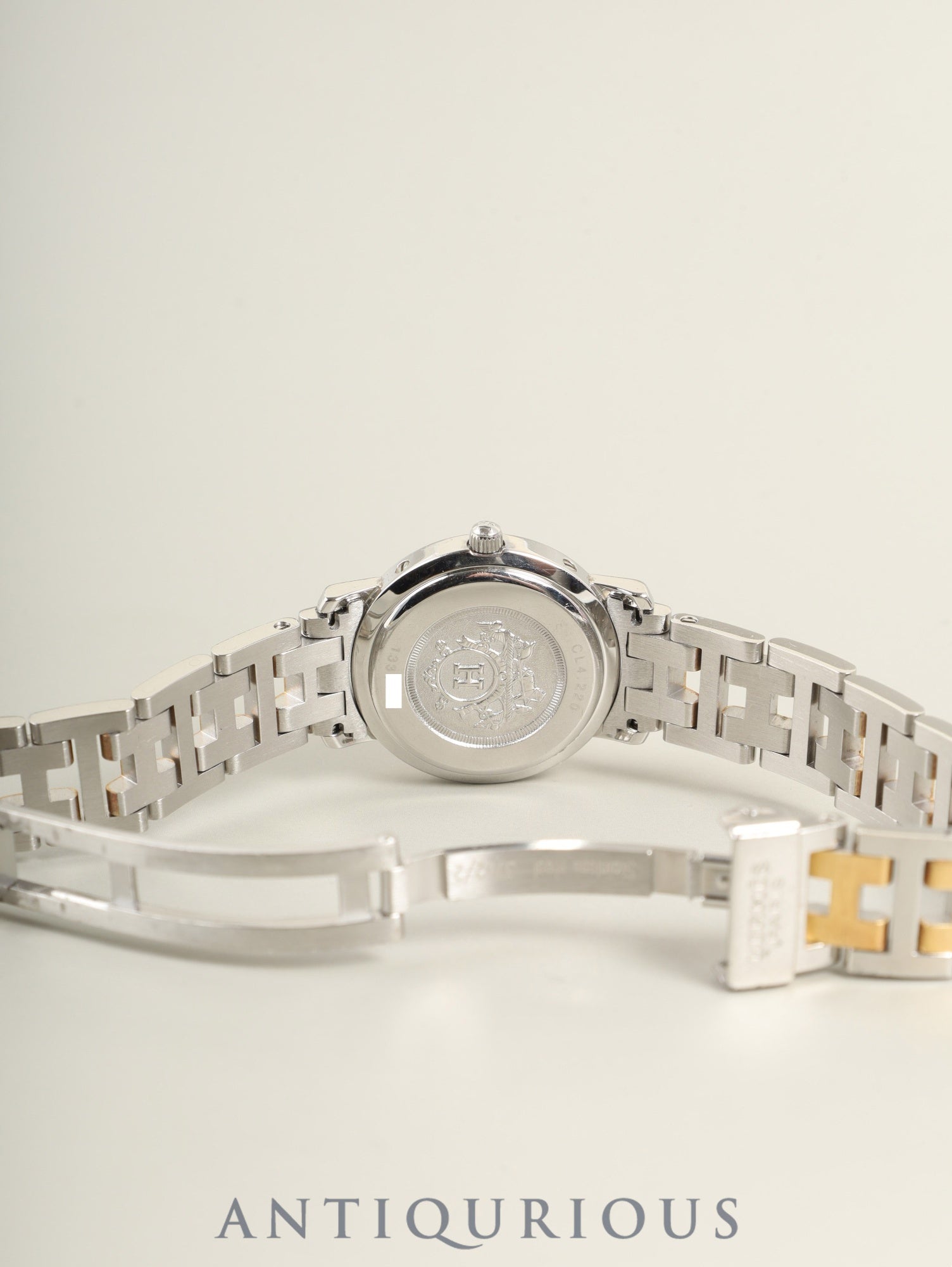 HERMES Clipper CL4.220 Quartz SS/GP SS/GP Ivory Dial Box, Booklet, Warranty (1999) Overhauled