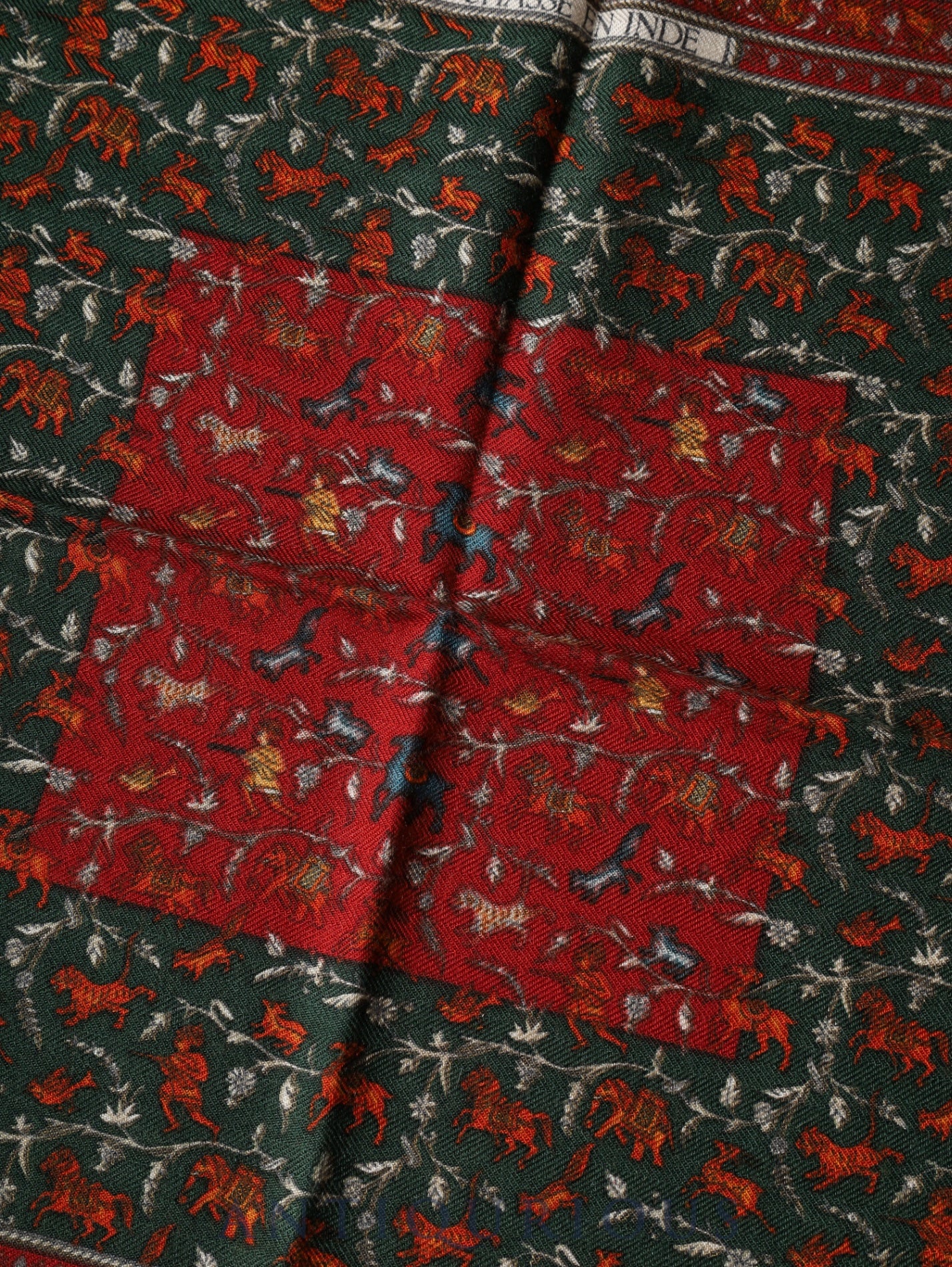 エルメス スカーフ カレ45 インドの狩猟 カシミア 65% / SILK 35%