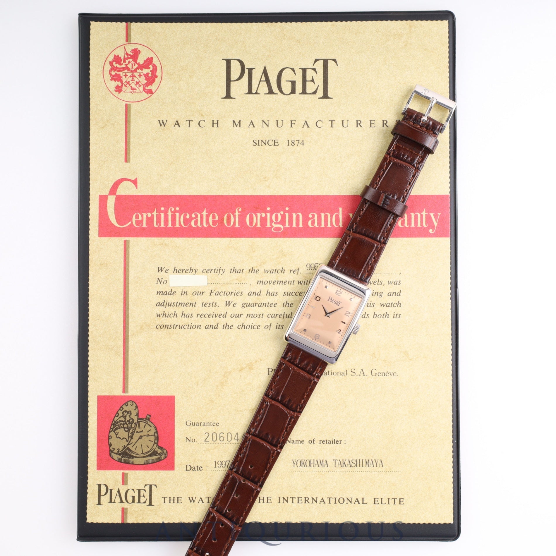 PIAGET ALANCIENNE 9952 Manual winding Cal.9P2 WG Leather Genuine buckle (750) Pink dial Warranty (1997)