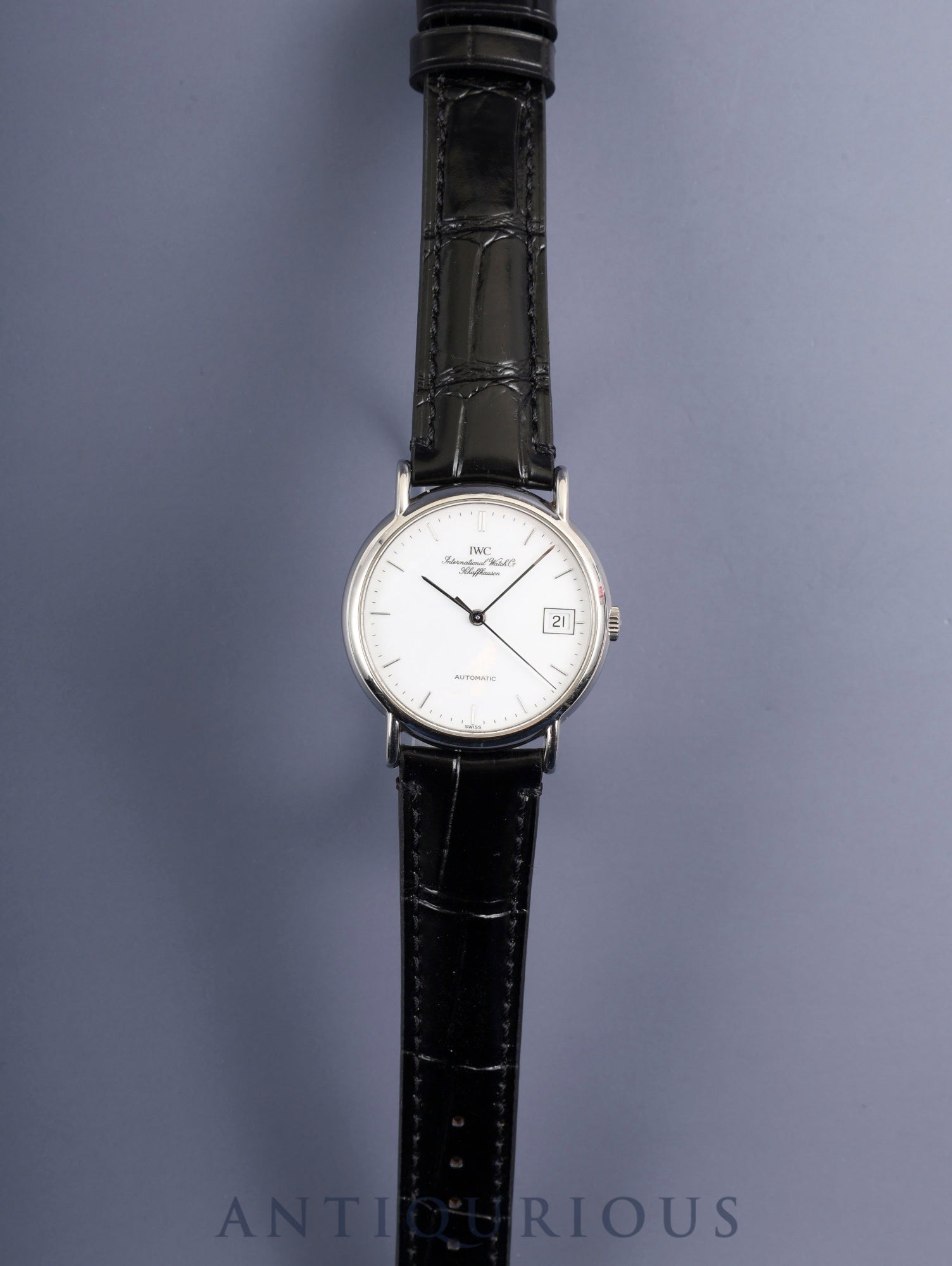 IWC Portofino IW351320 Automatic Caliber C37521 Stainless Steel Leather Strap with Genuine Stainless Steel Buckle, White Dial, Overhauled