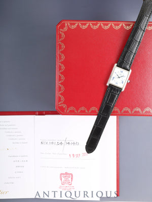 Cartier Must Tank GM (XL) 2414 Quartz SV925 Leather Genuine D-buckle (SS) White Dial with Roman Numerals (SWISS MADE) Box, Booklets, Warranty (2017) Overhauled