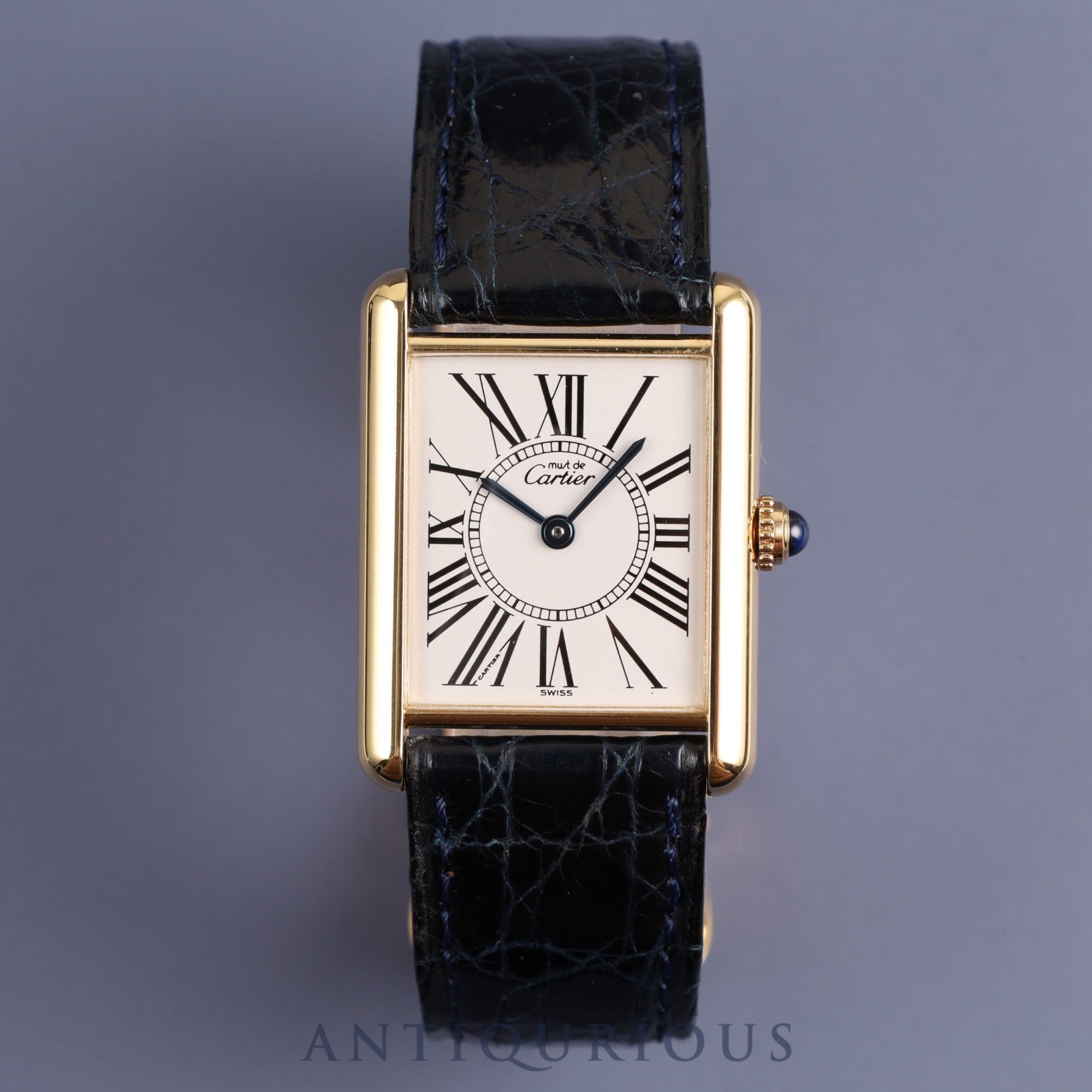 Cartier Must Tank LM 1615 Quartz Cal.90 SV925 Genuine leather strap Genuine D buckle (GP) Opalan dial Overhauled