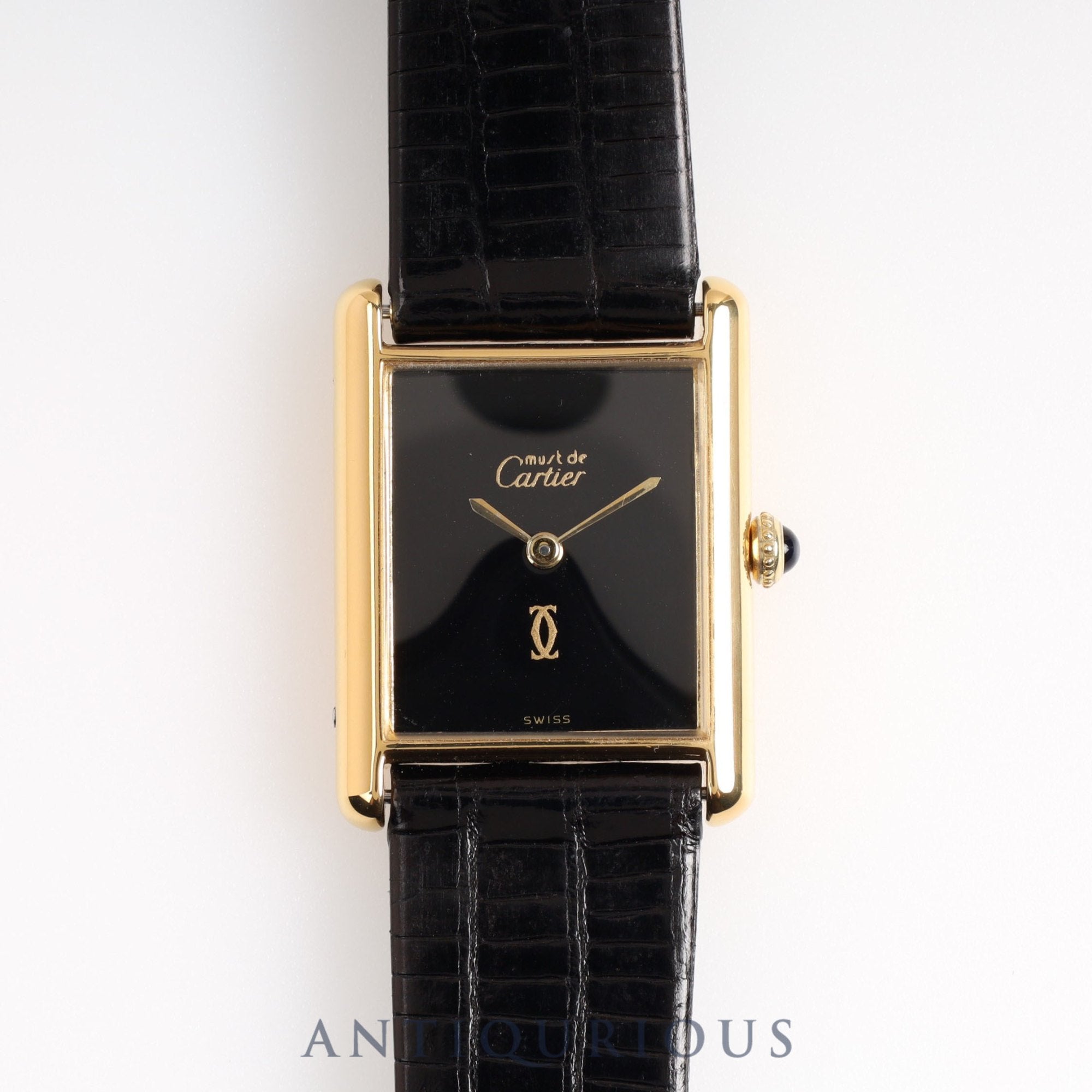 Cartier Must Tank LM Manual Winding No Index Onyx Dial