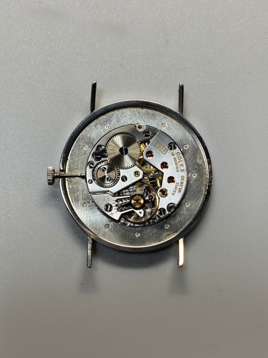 Rolex Cellini 3833 Manual Winding Cal. 1600 750WG Leather Strap Original Pin Buckle (SS) Silver Dial (SWISS / σ markings) Unknown Serial Number Overhauled