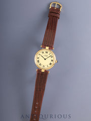 Cartier Must Vendome VLC LM 590003 Quartz Cal.- SV925 Leather Original Pin Buckle (GP) Ivory Roman Dial (SWISS MADE) Complete service performed at Cartier boutique