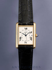 カルティエ マストタンク GM（XL） W1013754 / 2413 クォーツ Cal.687 SV925 革 純正Dバックル（GP）アイボリー飛びローマン文字盤 オーバーホール済み