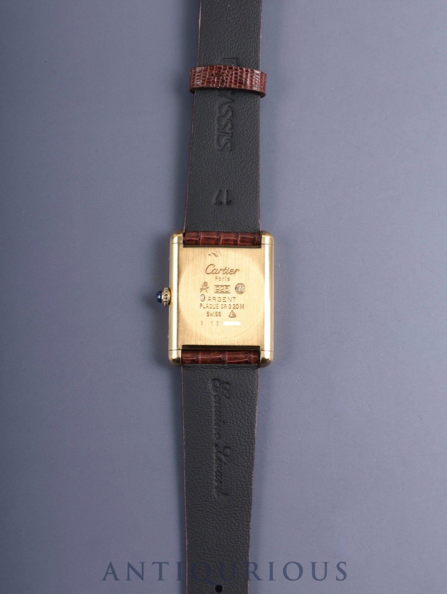カルティエ マストタンク LM 手巻き Cal.78-1 SV925 革 純正ピンバックル（GP）ガーネットダイアル ボルドー文字盤（SWISS表記） 箱 オーバーホール済み