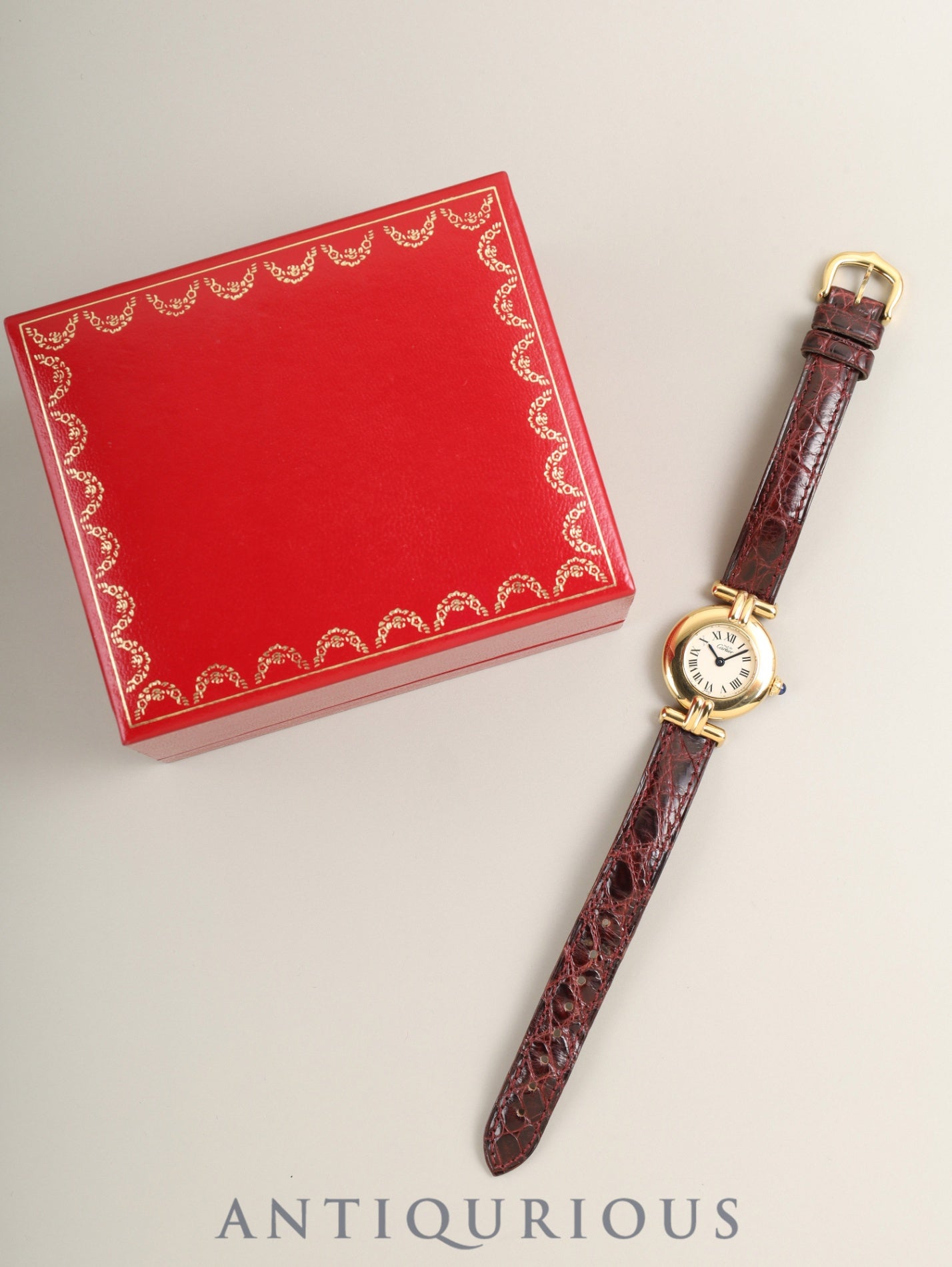 Cartier Must Colisée 590002 Quartz Cal.90 SV925 Original Leather Strap Original Pin Buckle (GP) Ivory Roman Dial (SWISS marking) Box Overhauled