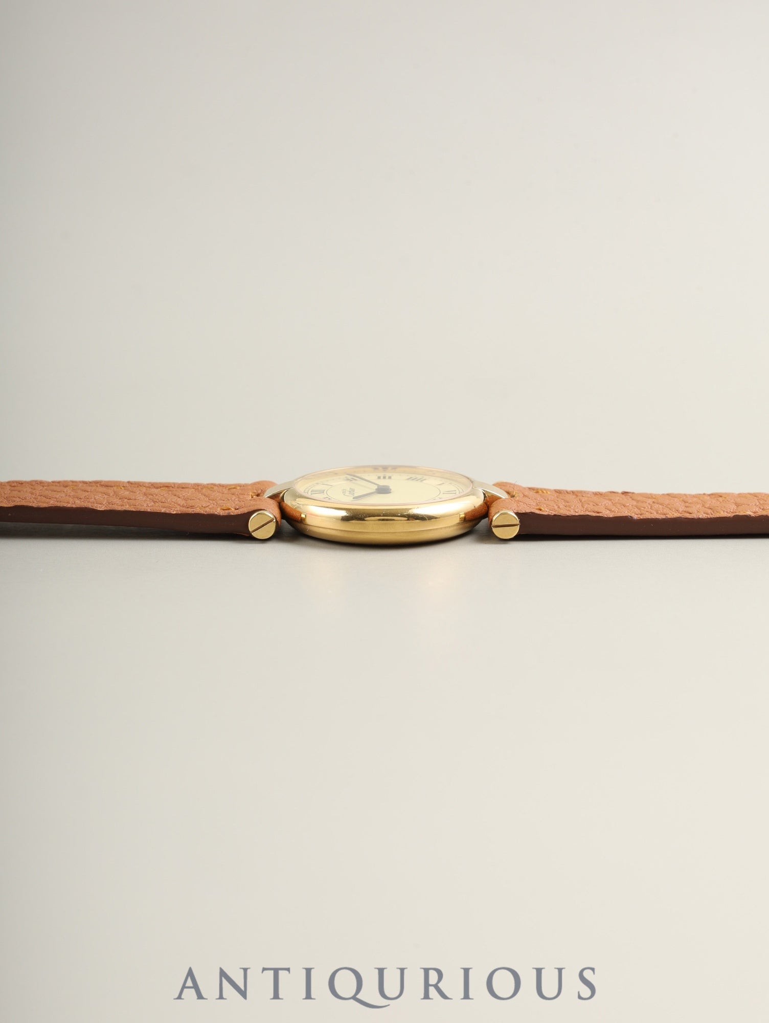 カルティエ マスト ヴァンドーム VLC SM 590004 クォーツ Cal.90 SV925 革 純正尾錠（GP）アイボリーローマン文字盤 オーバーホール済み