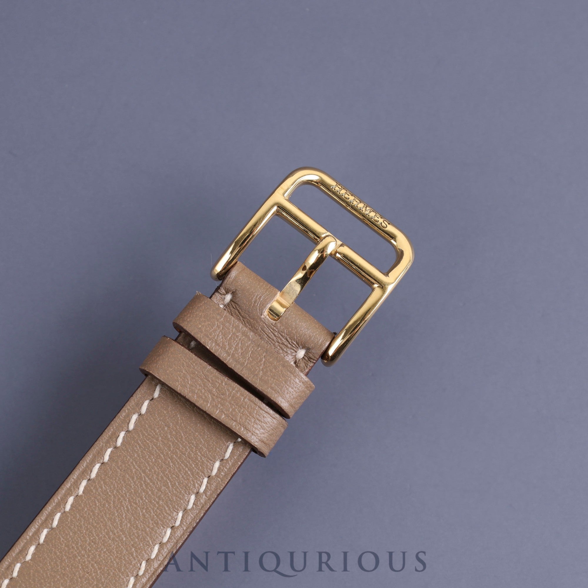 Hermes H Watch HH1.201 Quartz GP Genuine Leather Strap Gold Dial Box Warranty (2004) Overhauled