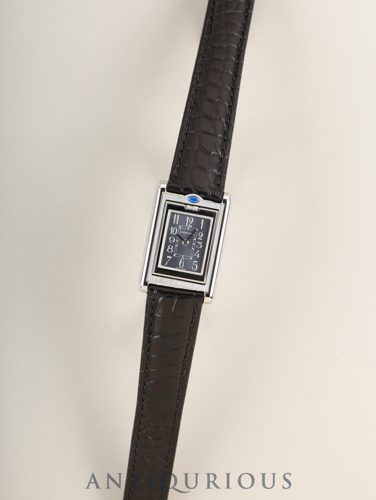カルティエ タンク バスキュラント SM W1016830 / 2386 クォーツ Cal.059 SS 革 純正Dバックル（SS）グレーアラビア文字盤（SWISS MADE表記 / 裏彫りあり）箱 冊子 保証書（2002年）オーバーホール済み
