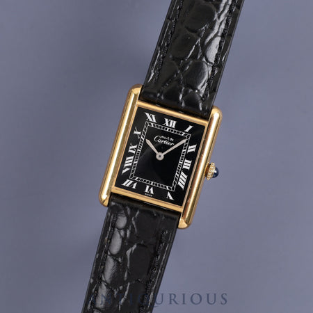 Cartier Must Tank LM Manual winding Cal.78-1 SV925 Leather Genuine buckle (GP) Black Roman dial Overhauled