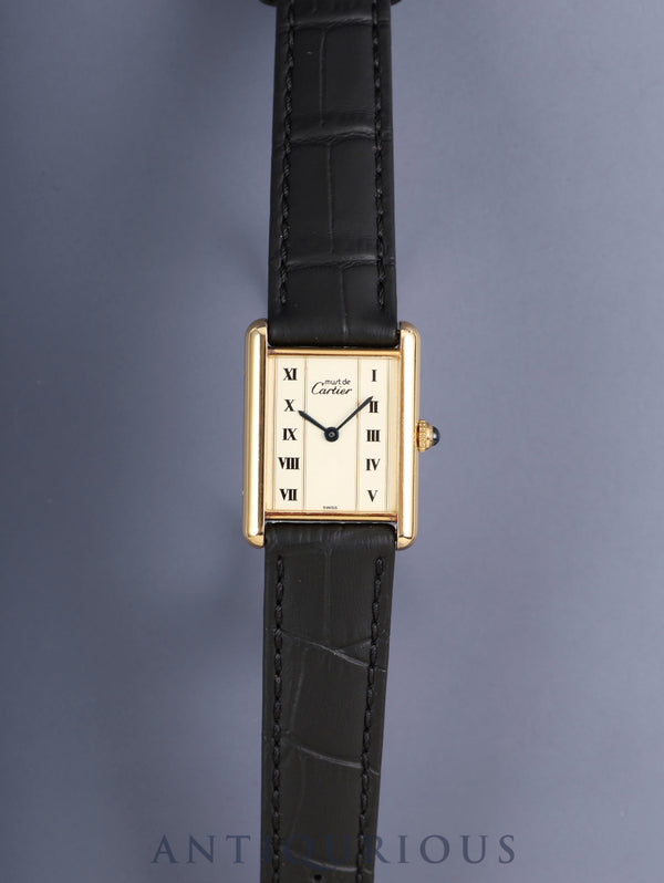 Cartier Must Tank LM W1002653 / 590005 Quartz Caliber 90 SV925 Leather Straight Roman Dial (SWISS Marking) Overhauled