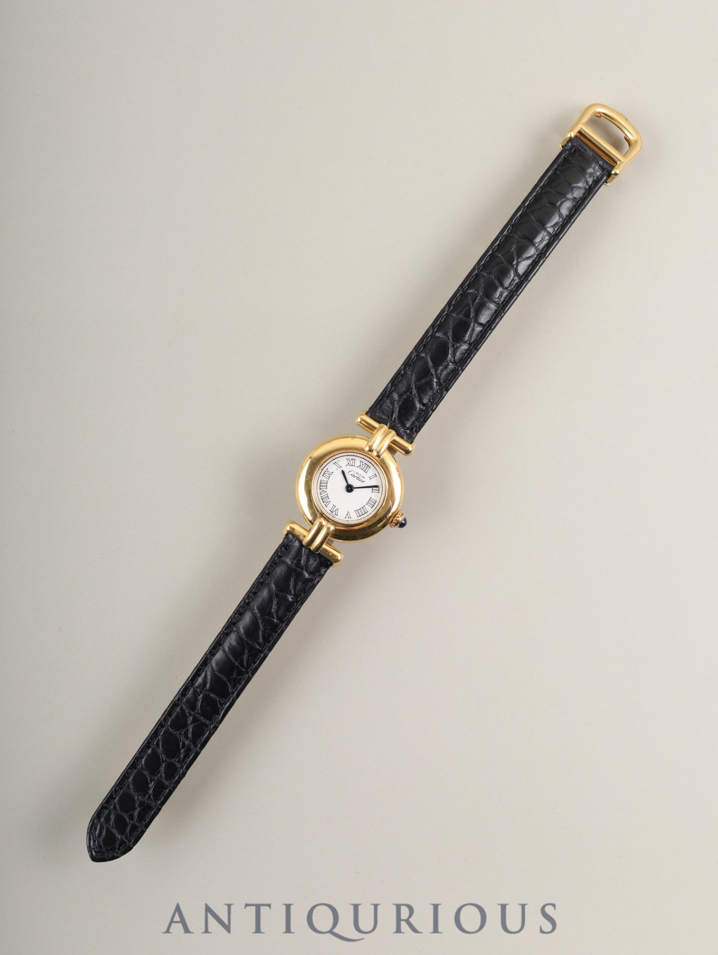 カルティエ マストコリゼ W1011554 / 2414 クォーツ Cal.157 SV925 革 純正Dバックル（GP）ホワイトローマン文字盤 オーバーホール済み