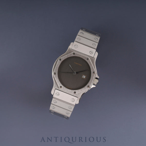 Cartier Santos Octagon LM 2965 Automatic Stainless Steel Watch with Gray Ghost Dial, Booklet and Warranty (1985) Completely serviced at a Cartier boutique