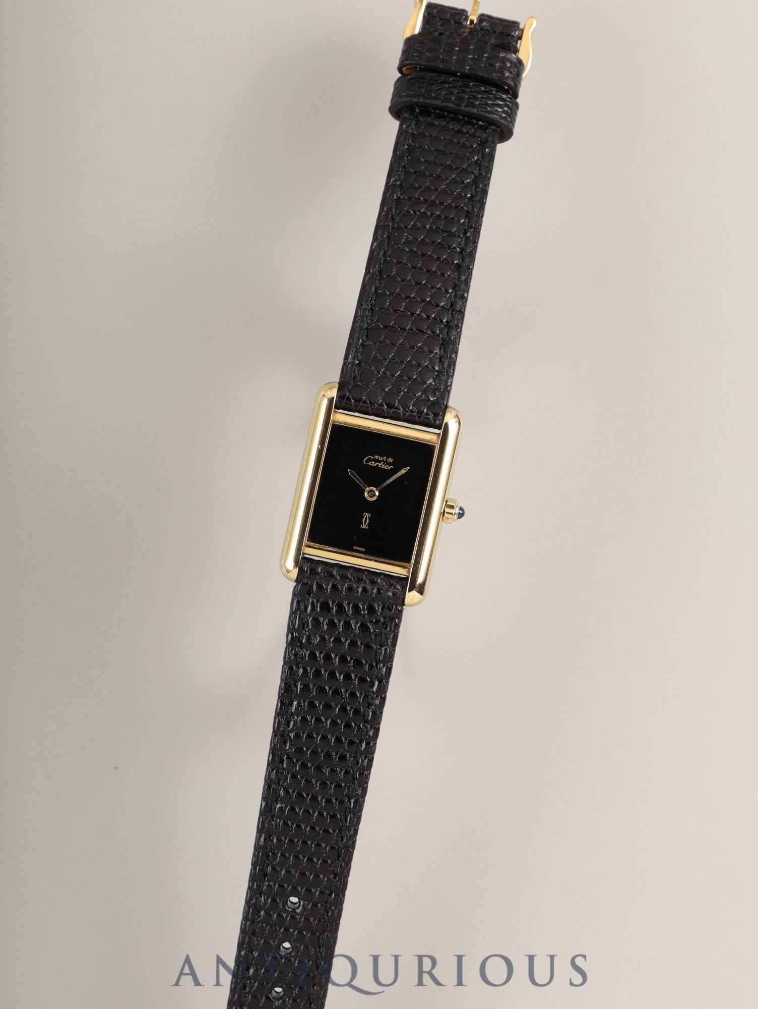 カルティエ マストタンク SM 3 66001クォーツ Cal.157 SV925 革 純正ピンバックル（GP）オニキス文字盤（SWISS表記）オーバーホール済み