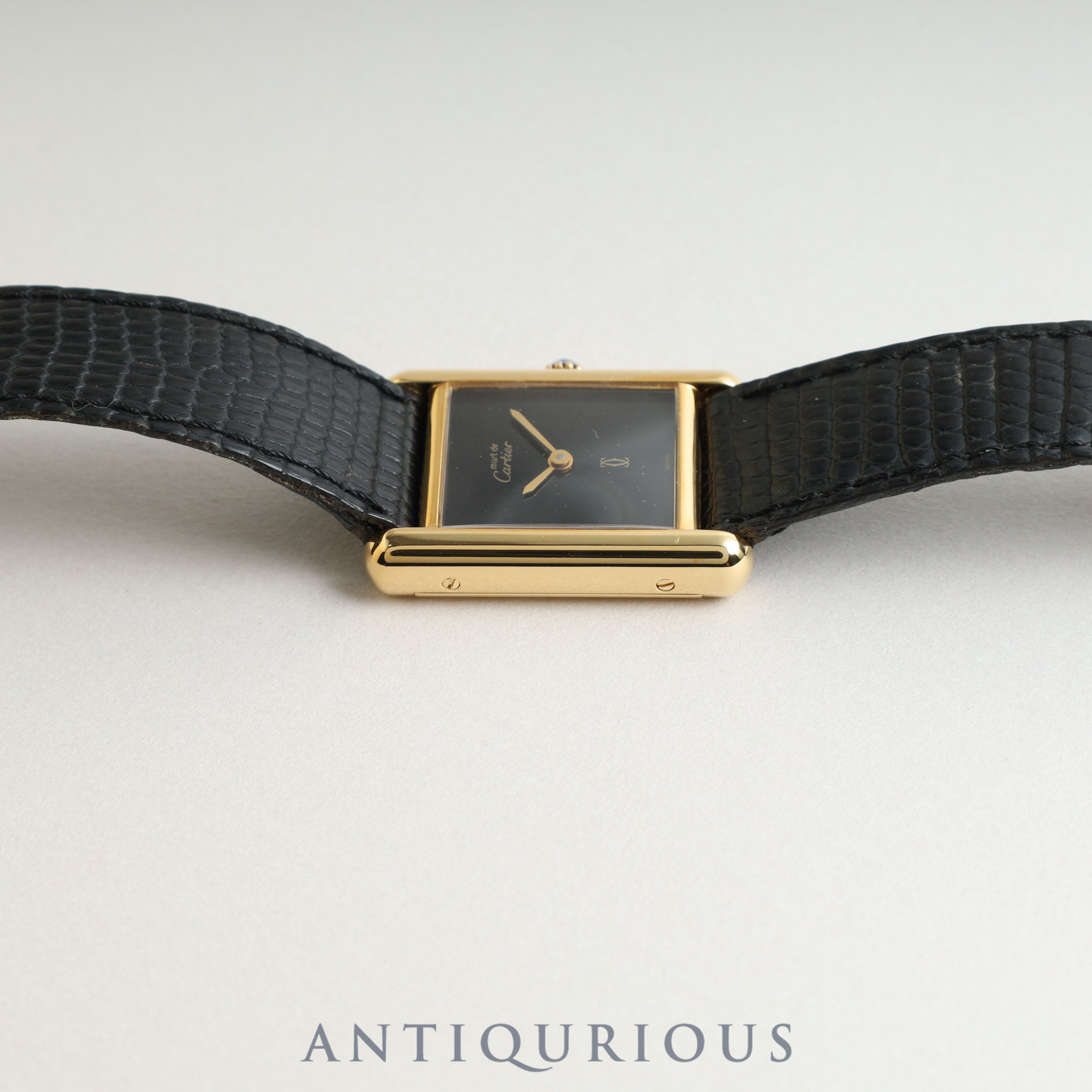 Cartier Must Tank SM Manual winding Onyx dial Genuine buckle Genuine belt Newly refurbished