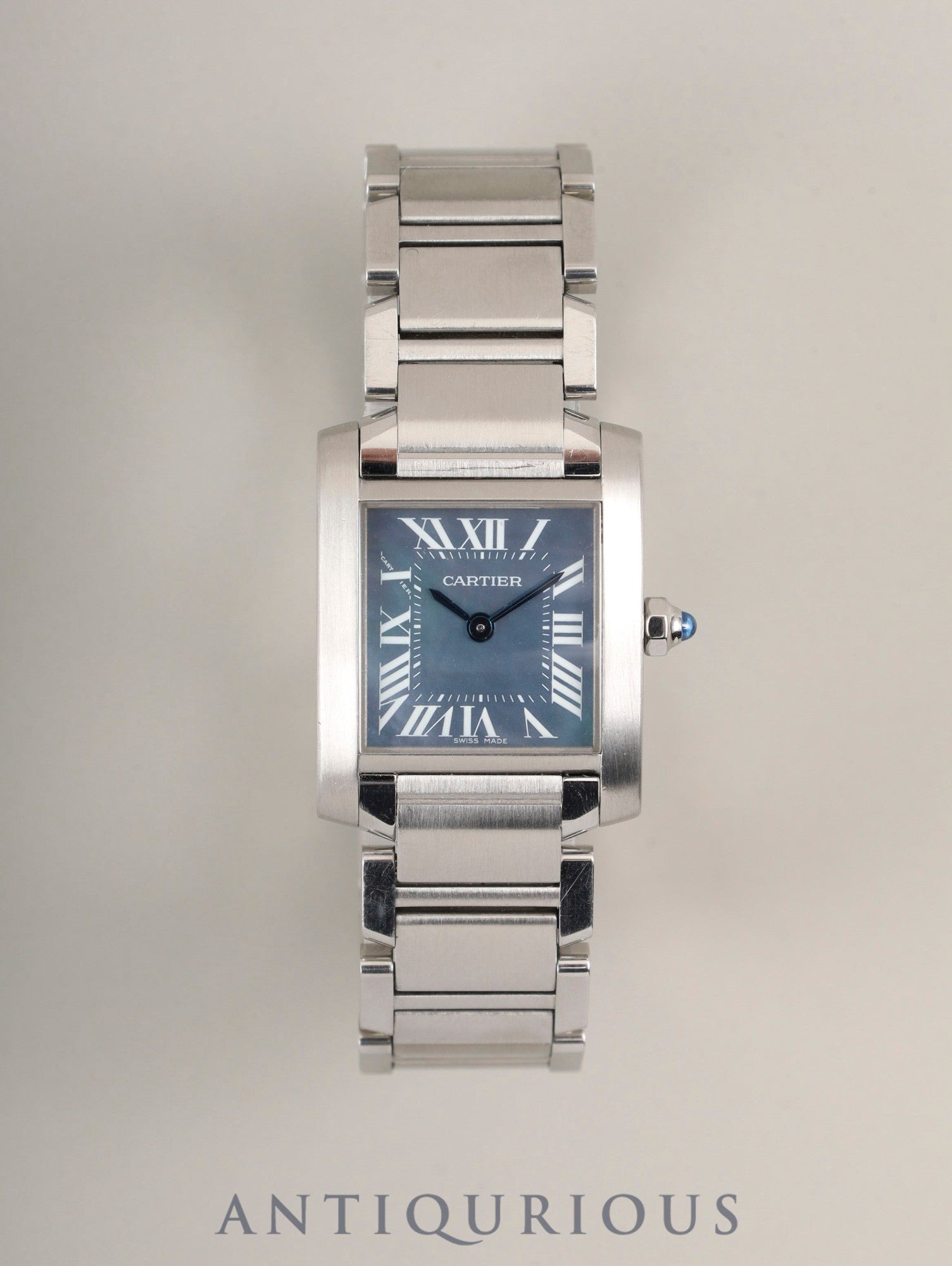 カルティエ タンクフランセーズ SM W51034Q3 / 2384 クォーツ Cal.057 SS SS ブルーシェル文字盤 オーバーホール済み