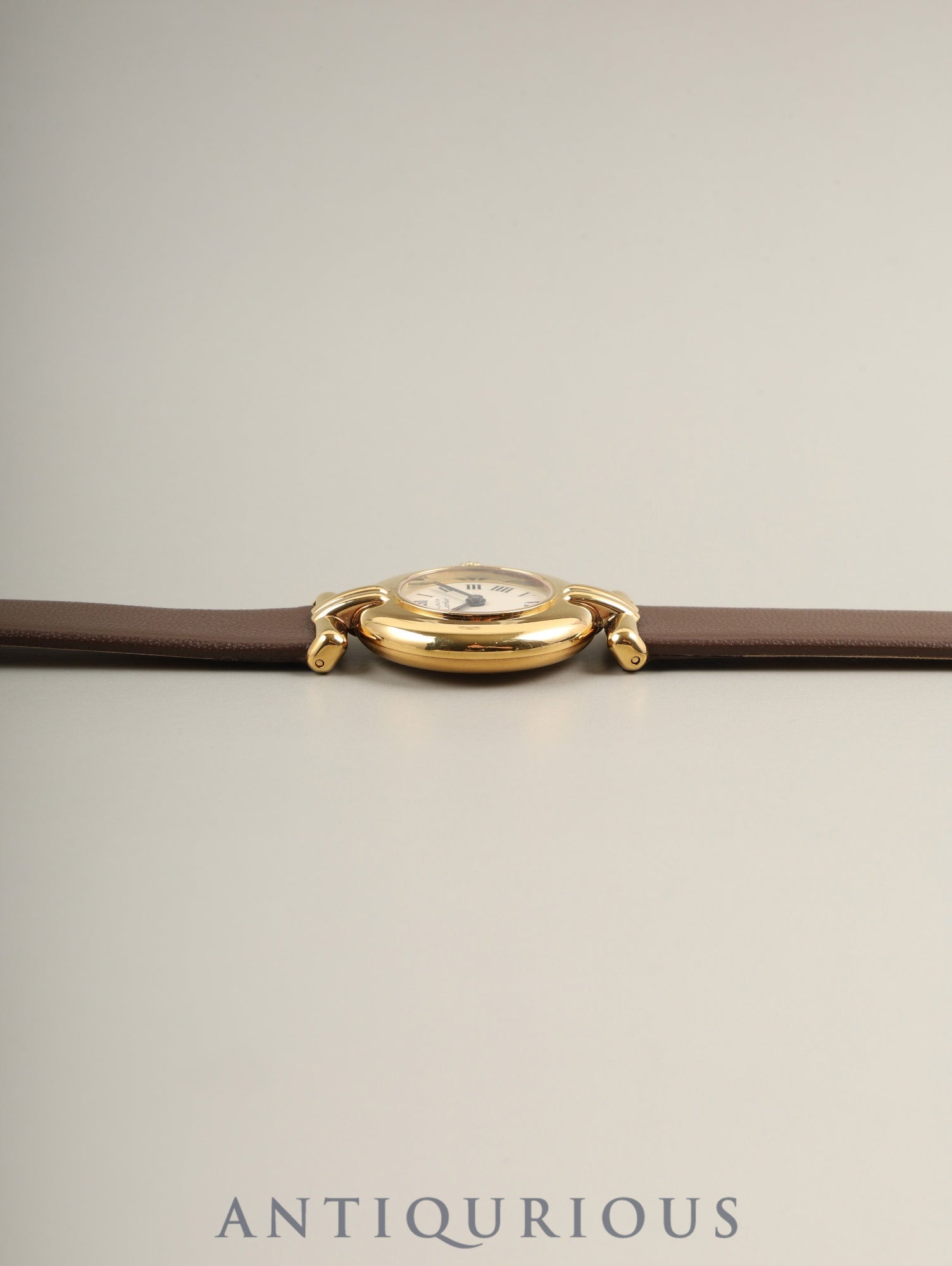 カルティエ マストコリゼ W1000653 / 590002 クォーツ SV925 革 純正尾錠（GP） アイボリーローマン文字盤 箱 冊子 保証書（1990年） カルティエブティックにてコンプリートサービス済み