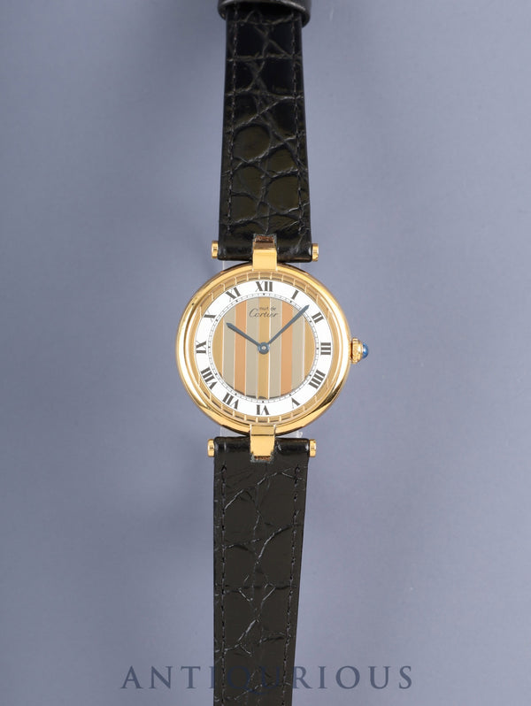 カルティエ マスト ヴァンドーム VLC LM 590003 クォーツ Cal.- SV925 革 純正ピンバックル（GP）フロントトリニティ文字盤 カルティエブティックにてコンプリートサービス済み