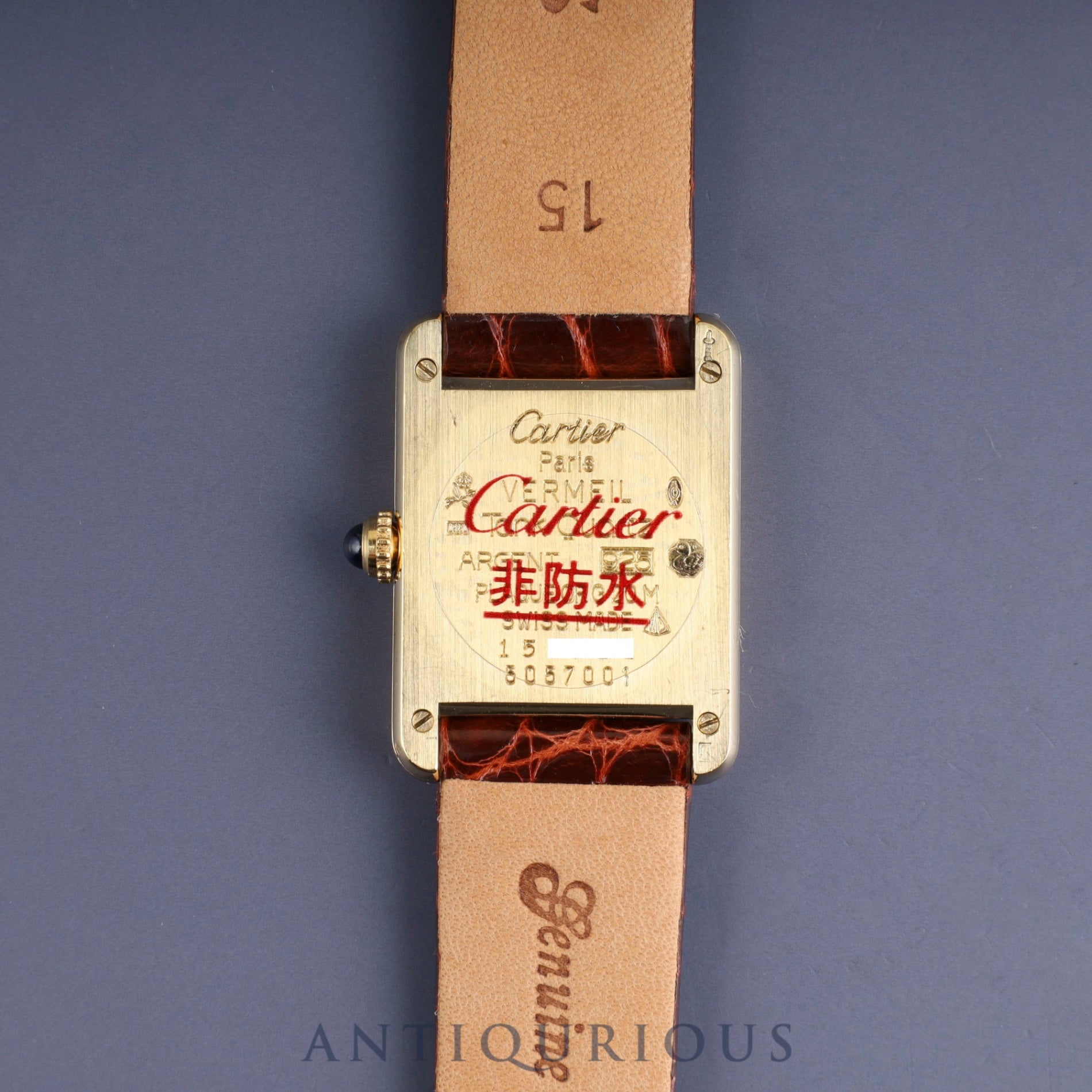 Cartier Must Tank SM 5057001 Quartz SV925 Leather Genuine Buckle (GP) Ivory Roman Dial Complete service (full maintenance) completed at Cartier boutique