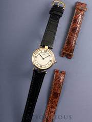 カルティエ マスト ヴァンドーム VLC LM W1001953 / 590003 クォーツ Cal.90 SV925 革 純正尾錠（GP） アイボリー4点ローマン文字盤 オーバーホール済み