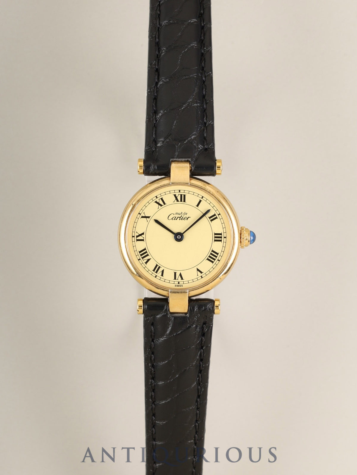 Cartier Must Vendome VLC SM 590004 Quartz Cal.90 SV925 Leather Genuine D-buckle (GP) Ivory Roman Dial (SWISS marking) Overhauled