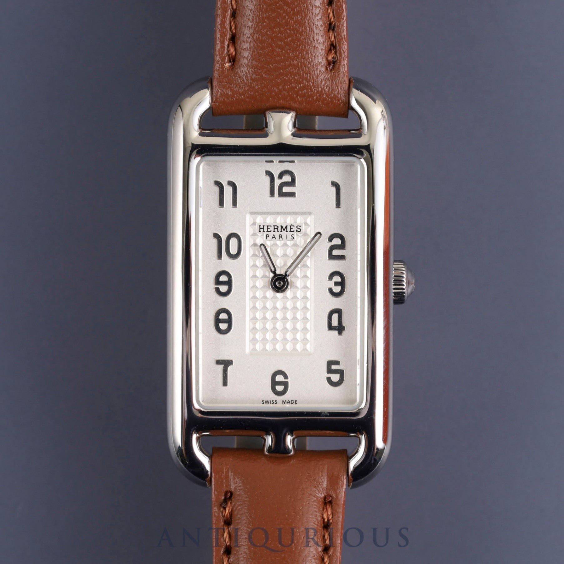 Hermes Nantucket NA2.110 Quartz Cal.280.002 SS Leather Third-party buckle (SS) Silver dial Box Warranty (2018) Overhauled