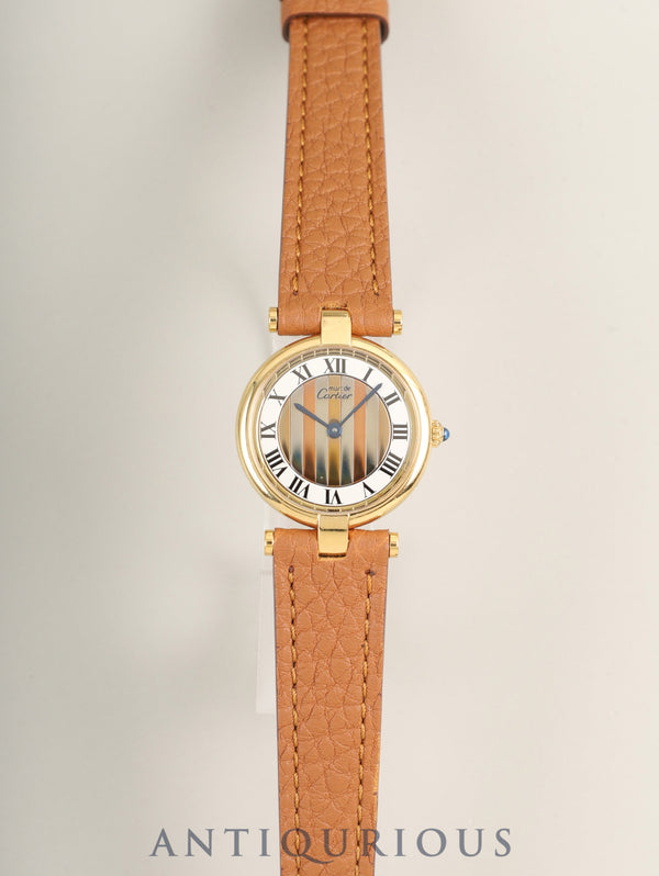 カルティエ マスト ヴァンドーム VLC SM 18 クォーツ Cal.81 SV925 革 純正尾錠（GP）フロントトリニティ文字盤 カルティエブティックにてコンプリートサービス（フルメンテナンス）済み