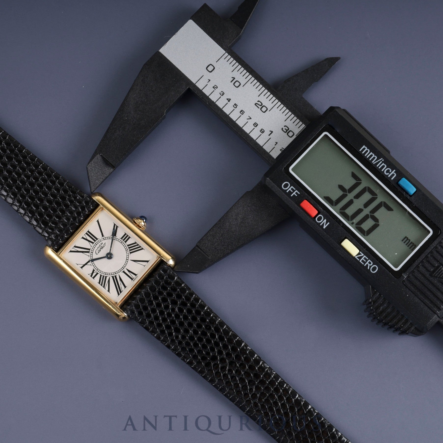 Cartier Must Tank LM W1005654 / 590005 Quartz Cal.690 SV925 Leather Genuine Buckle (GP) Opalan Dial Overhauled