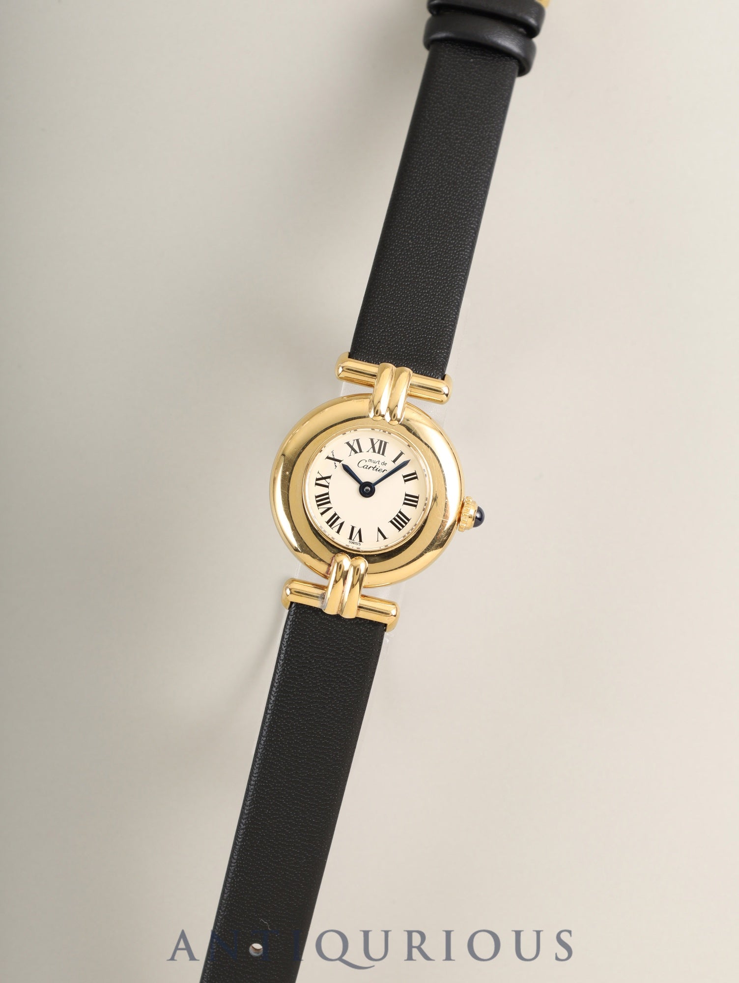 カルティエ マストコリゼ W1000653 / 1902 クォーツ SV925 革 純正ピンバックル（GP）アイボリーローマン文字盤 カルティエブティックにてコンプリートサービス済み