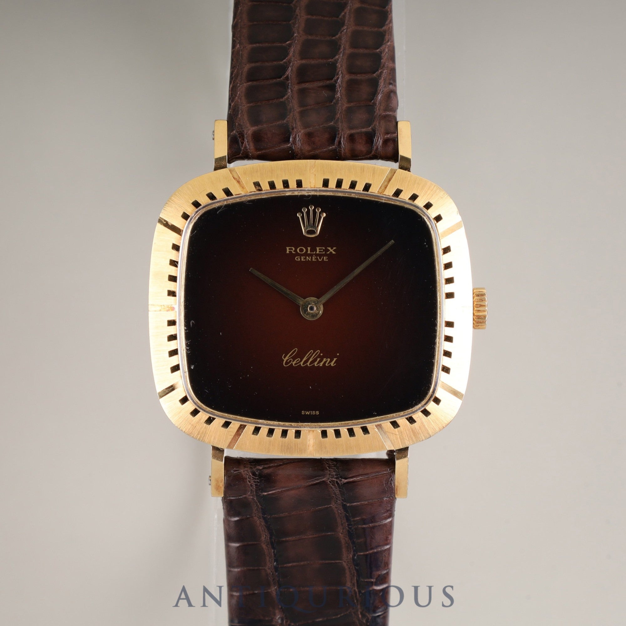 Rolex Cellini 4084 Manual Winding Caliber 1600 750 Leather Strap Genuine Buckle (GP) Red Gradient Dial No. 36 (1972) Overhauled