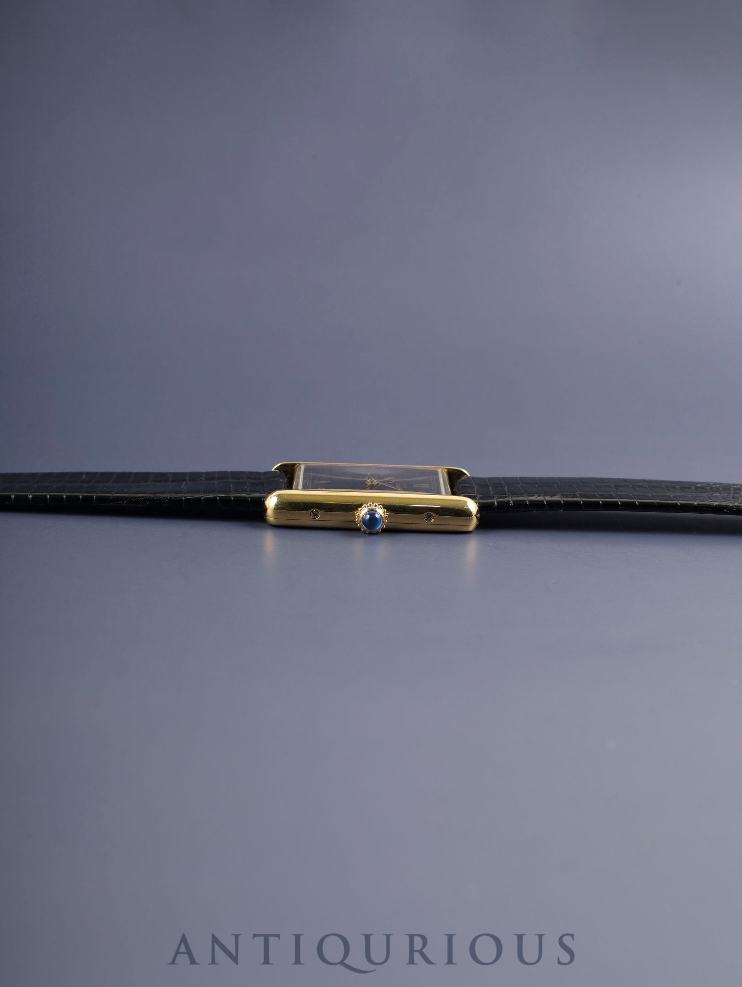 Cartier Must Tank LM 590005 Quartz Cal.90 SV925 Leather Genuine Buckle (GP) Black Roman Dial Overhauled Newly Finished