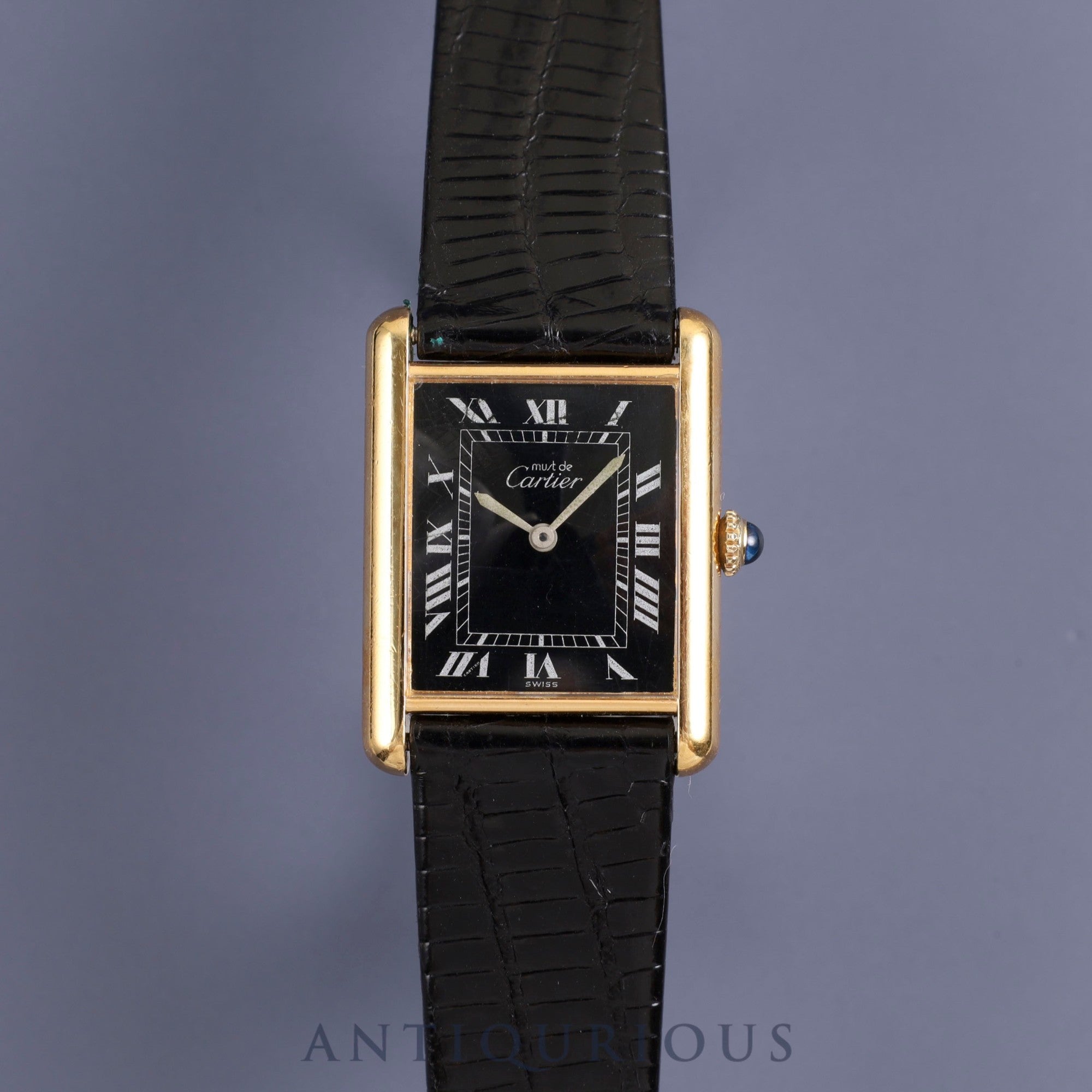 Cartier Must Tank LM Manual winding Cal.78-1 925 Leather Genuine buckle (GP) Black Roman dial Overhauled