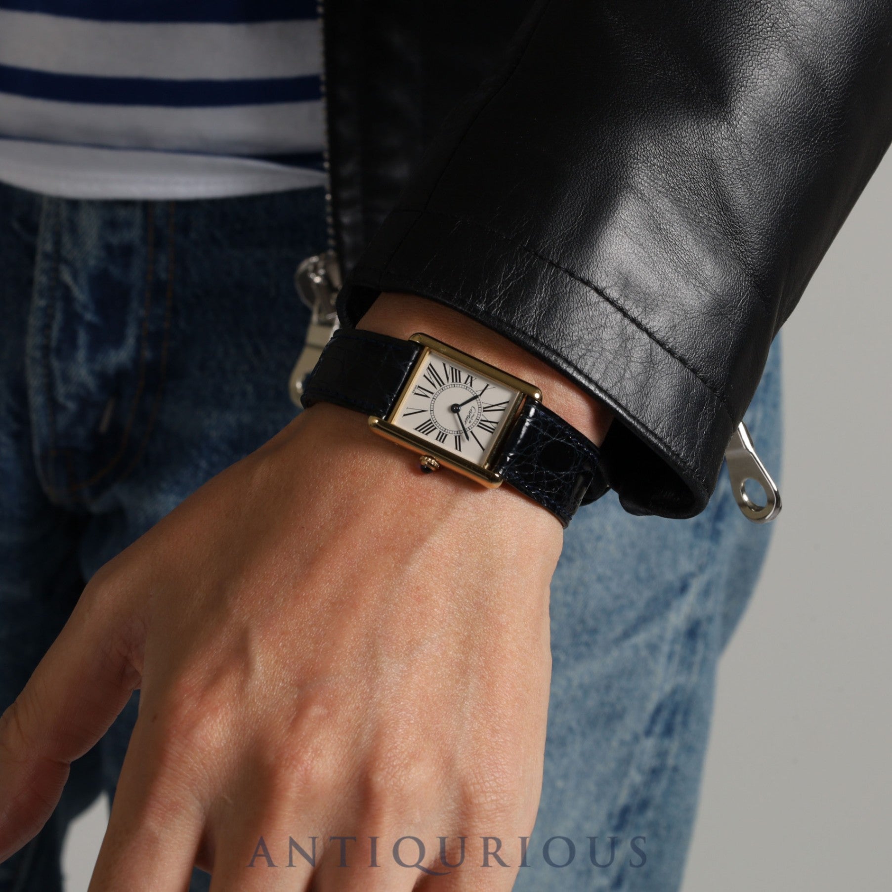 Cartier Must Tank LM 1615 Quartz Cal.90 SV925 Genuine leather strap Genuine D buckle (GP) Opalan dial Overhauled