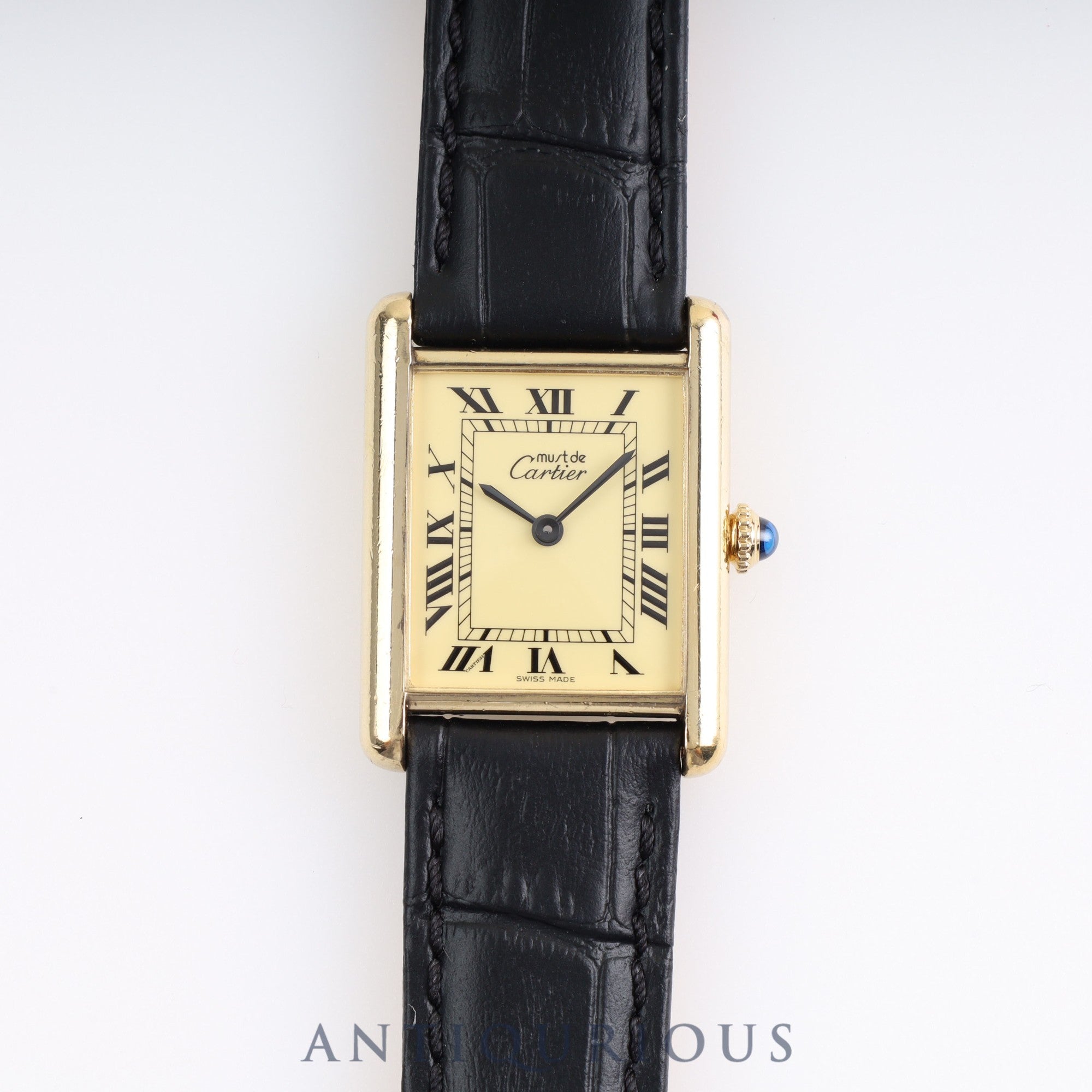 Cartier Must Tank LM Manual Winding SV925 Leather Third Party Buckle (GP) Ivory Roman Dial Cartier Boutique Complete Service