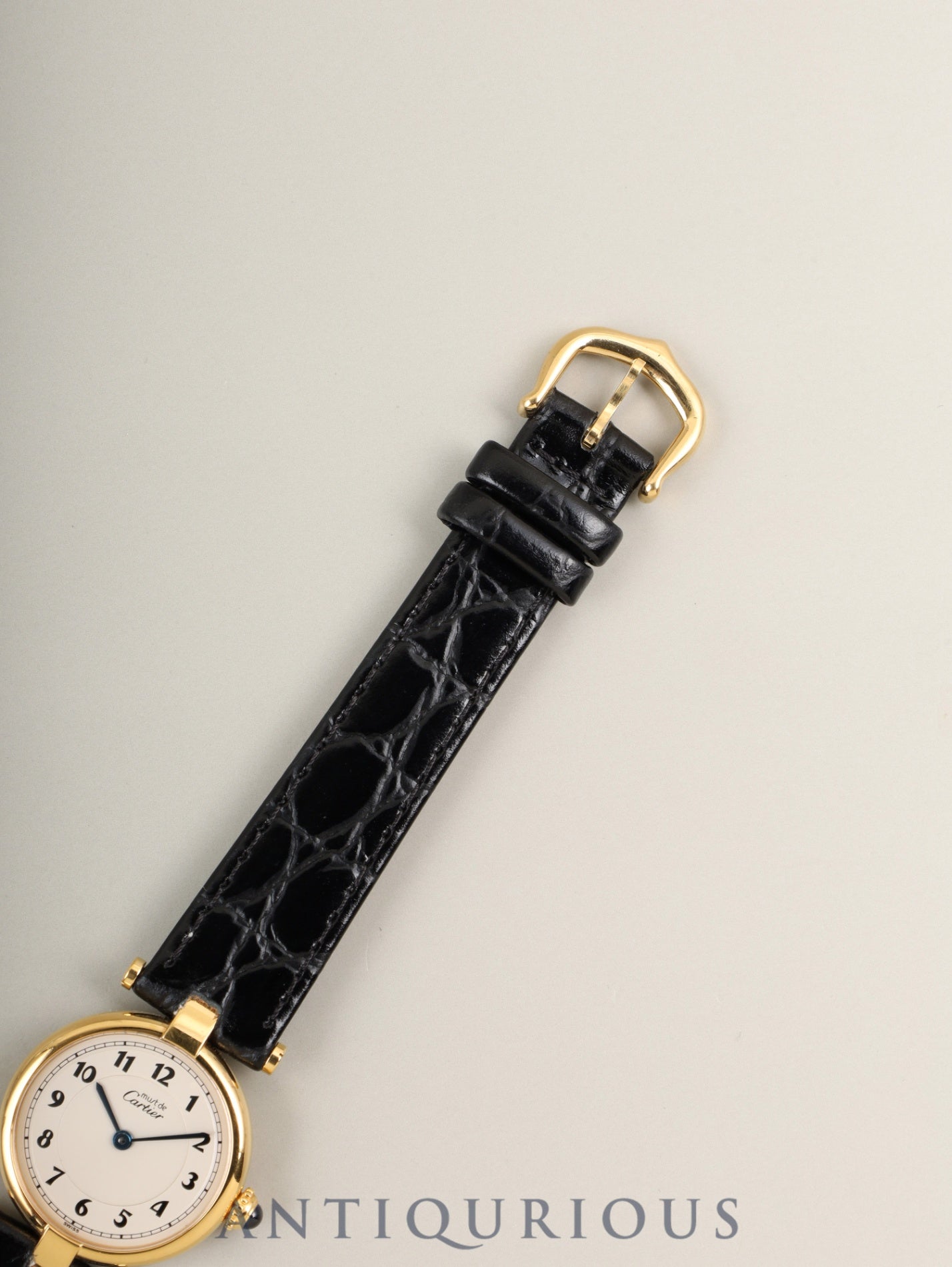 Cartier Must Vendome VLC SM 590004 Quartz Cal.90 SV925 Leather Original Pin Buckle (GP) Arabic Dial (SWISS marking) Overhauled
