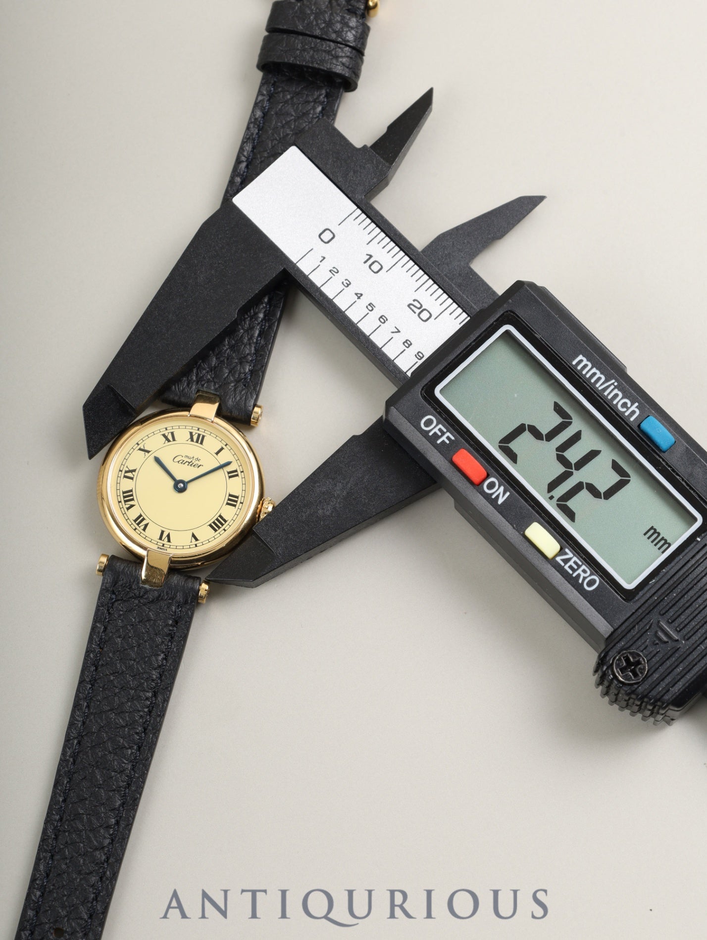 カルティエ マスト ヴァンドーム VLC SM 590004 クォーツ Cal.90 SV925 革 純正ピンバックル（GP）アイボリーローマン文字盤 オーバーホール済み