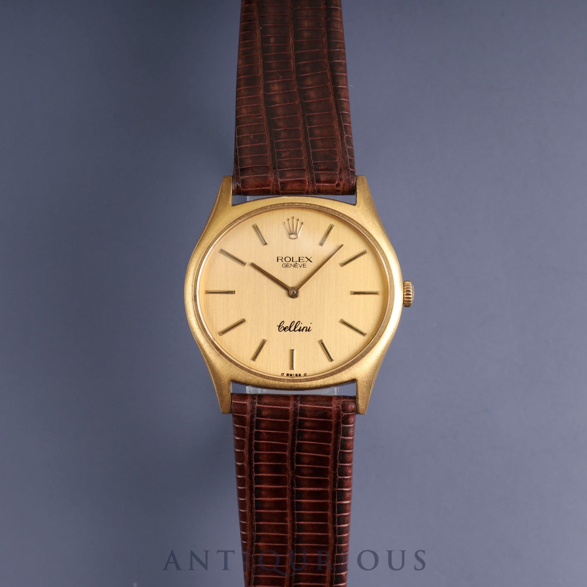 Rolex Cellini 3806 Manual winding Cal.1601 750 Leather Genuine buckle (GP) Gold dial No. 42 (1975) Overhauled